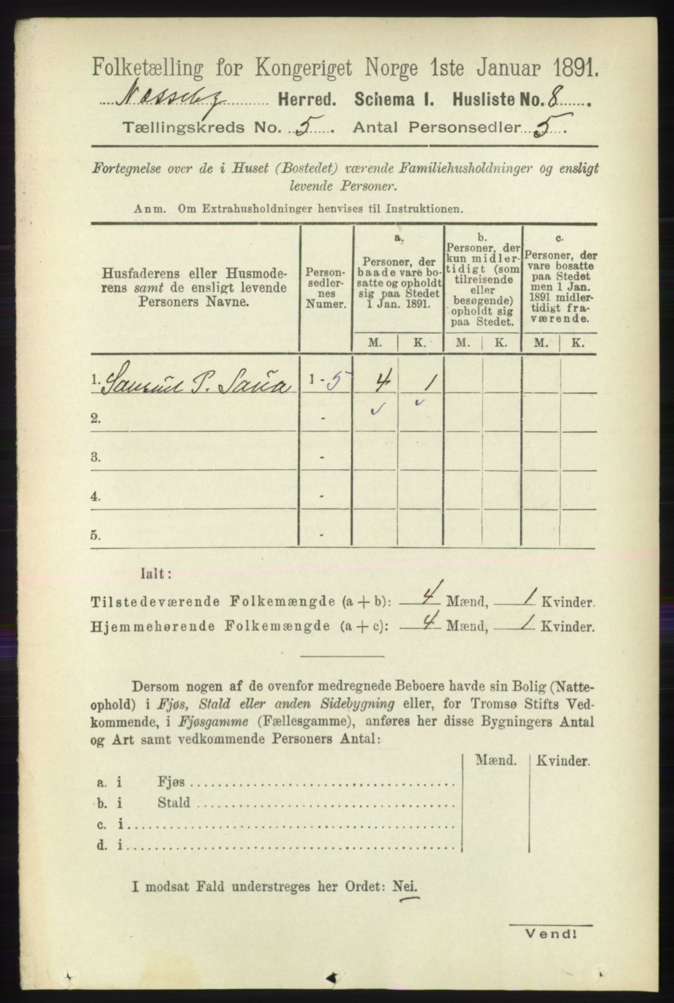 RA, 1891 census for 2027 Nesseby, 1891, p. 1404