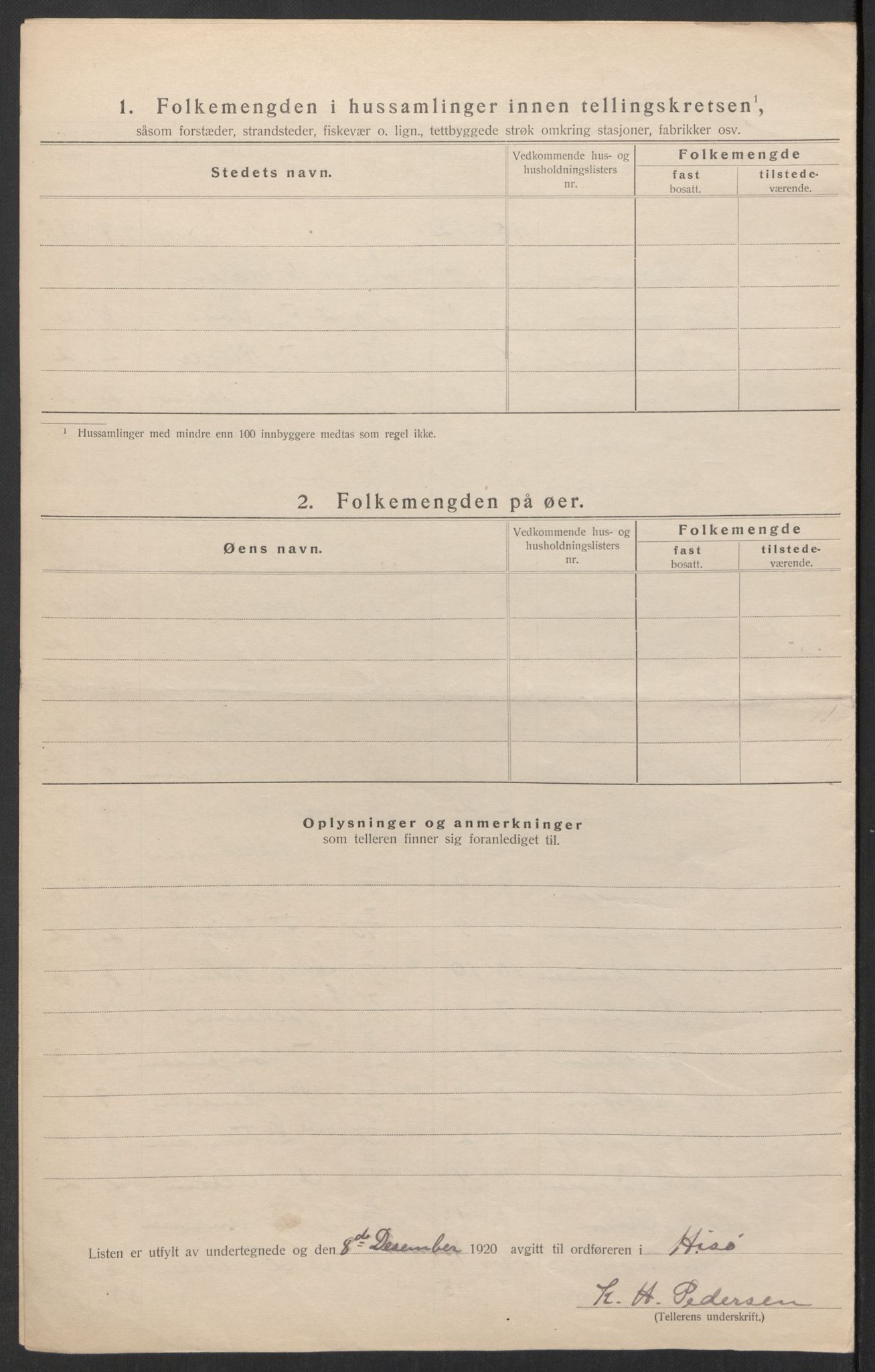 SAK, 1920 census for Hisøy, 1920, p. 21