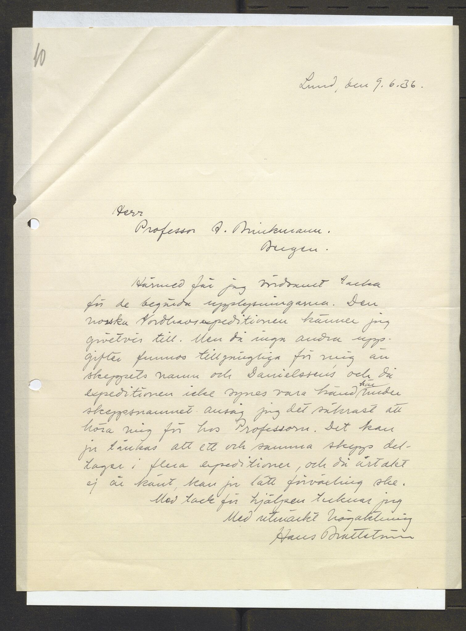Bergens Museum, AV/SAB-A-17301/13/D/L0002: Korrespondanse , 1928-1940, p. 370