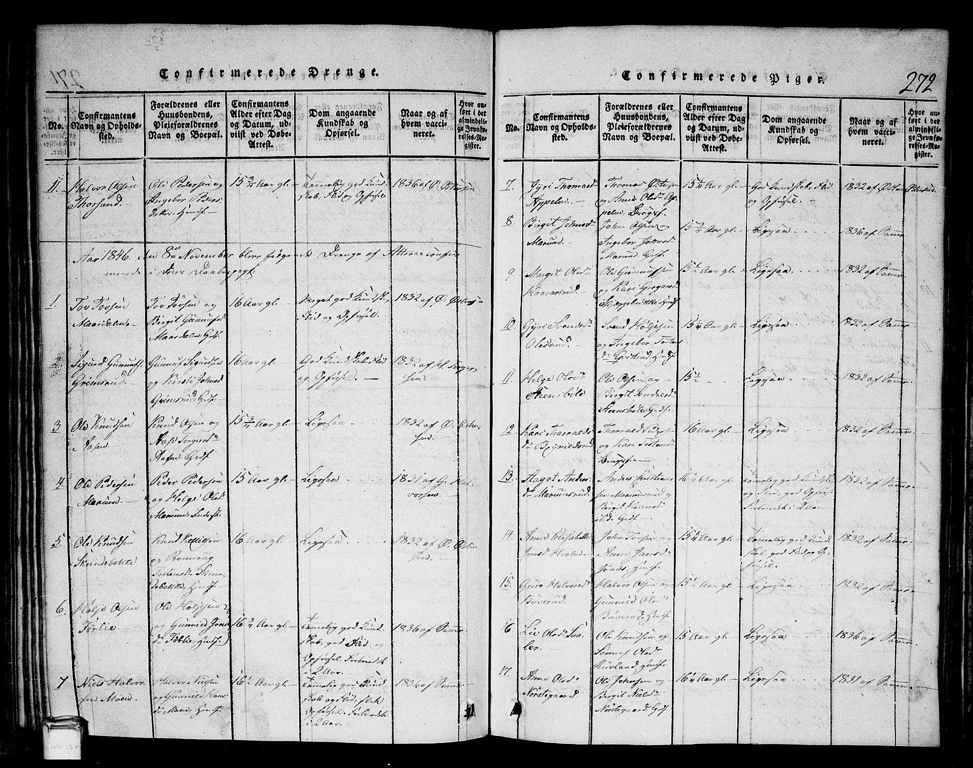 Tinn kirkebøker, SAKO/A-308/G/Gb/L0001: Parish register (copy) no. II 1 /2, 1837-1850, p. 272