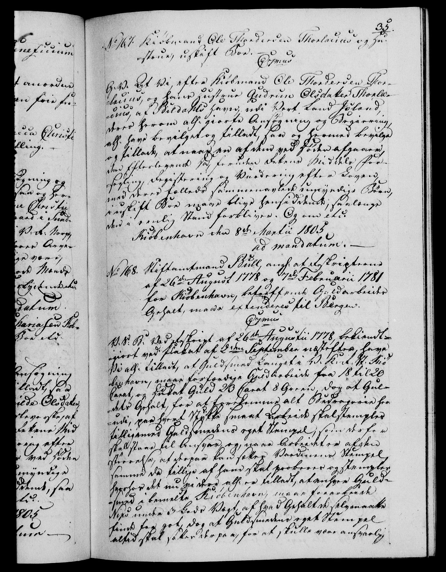 Danske Kanselli 1800-1814, AV/RA-EA-3024/H/Hf/Hfb/Hfba/L0003: Registranter, 1805-1807, p. 35a