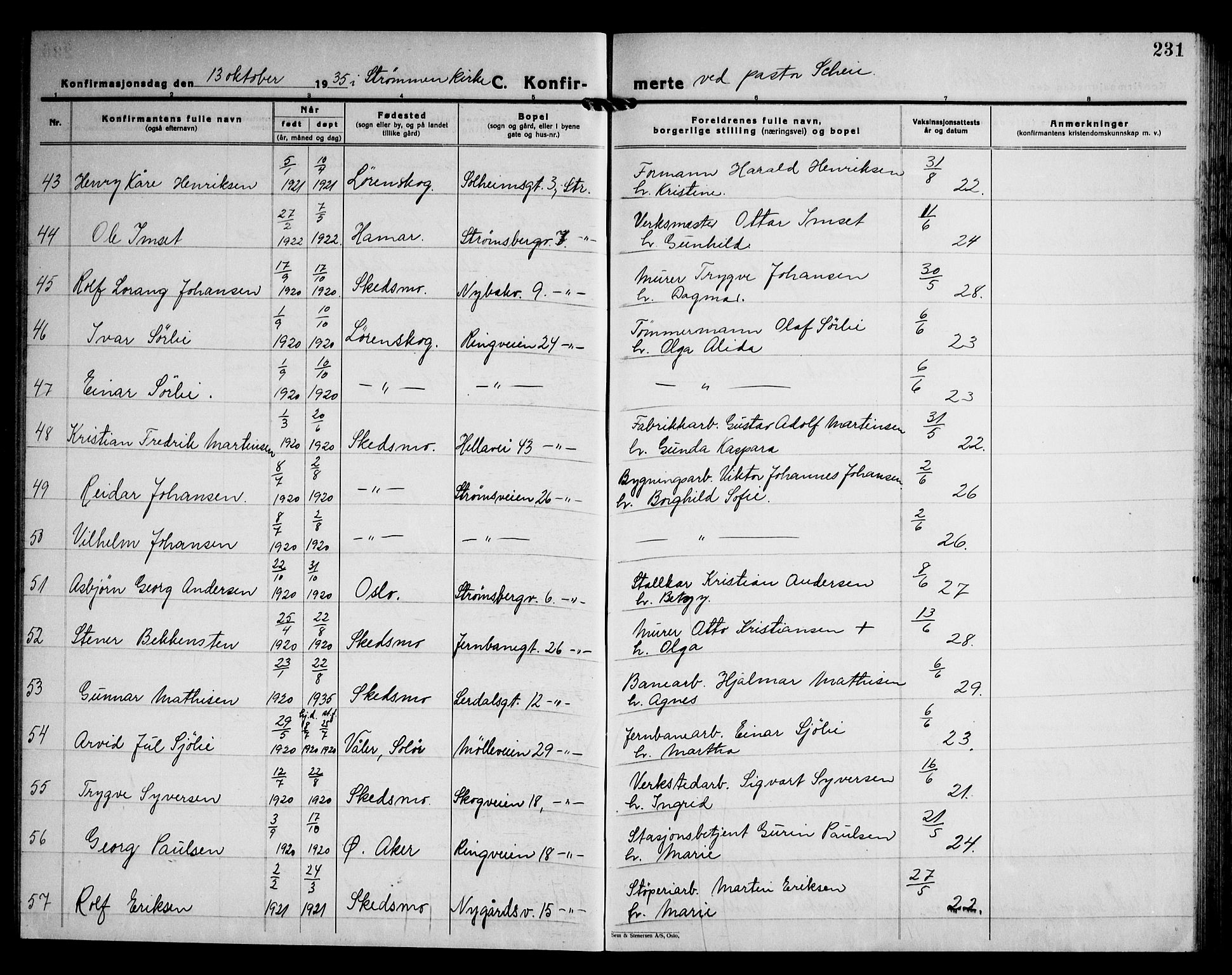 Skedsmo prestekontor Kirkebøker, AV/SAO-A-10033a/G/Ga/L0007: Parish register (copy) no. I 7, 1926-1945, p. 231