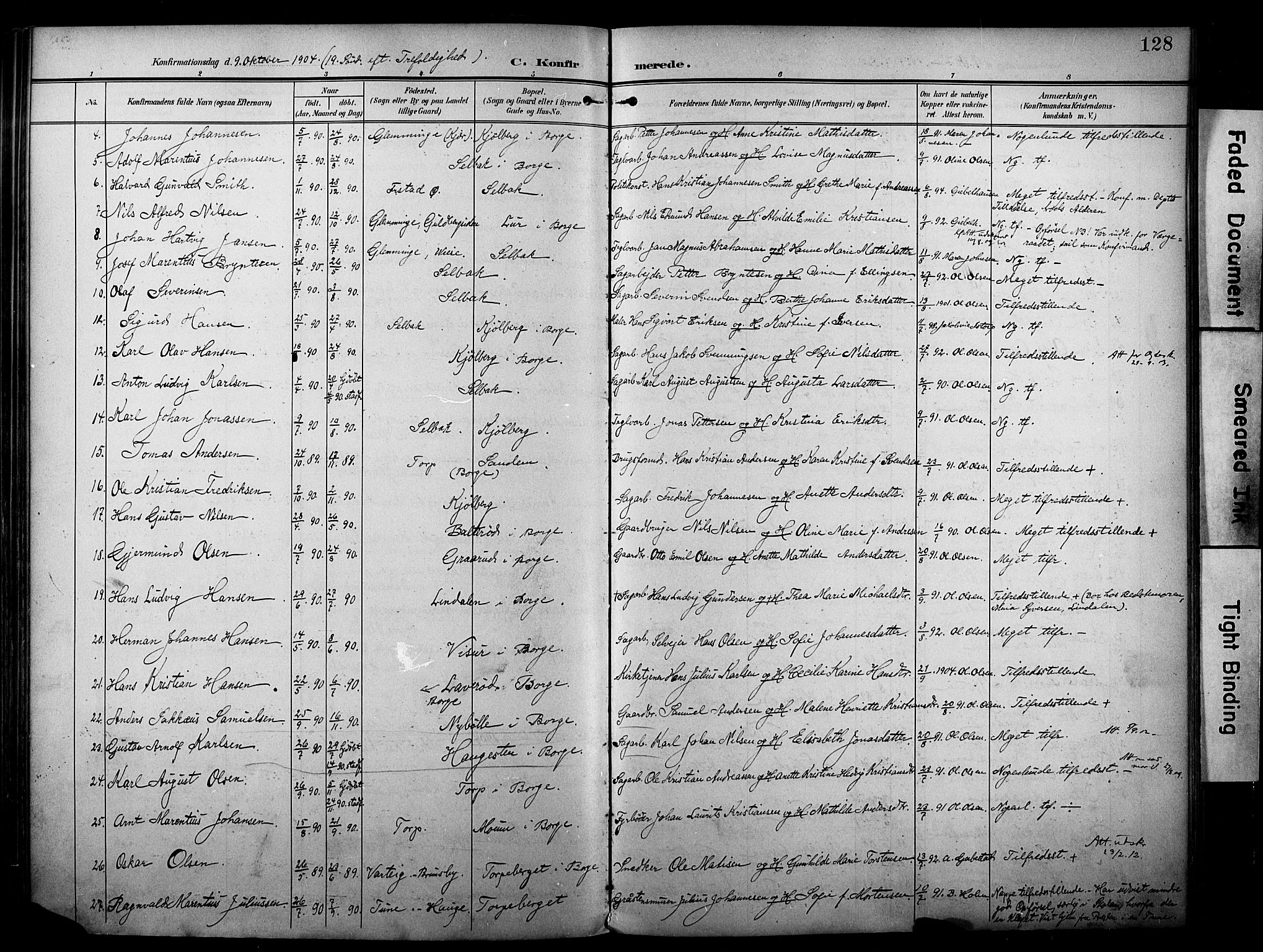 Borge prestekontor Kirkebøker, AV/SAO-A-10903/F/Fa/L0009: Parish register (official) no. I 9, 1902-1911, p. 128