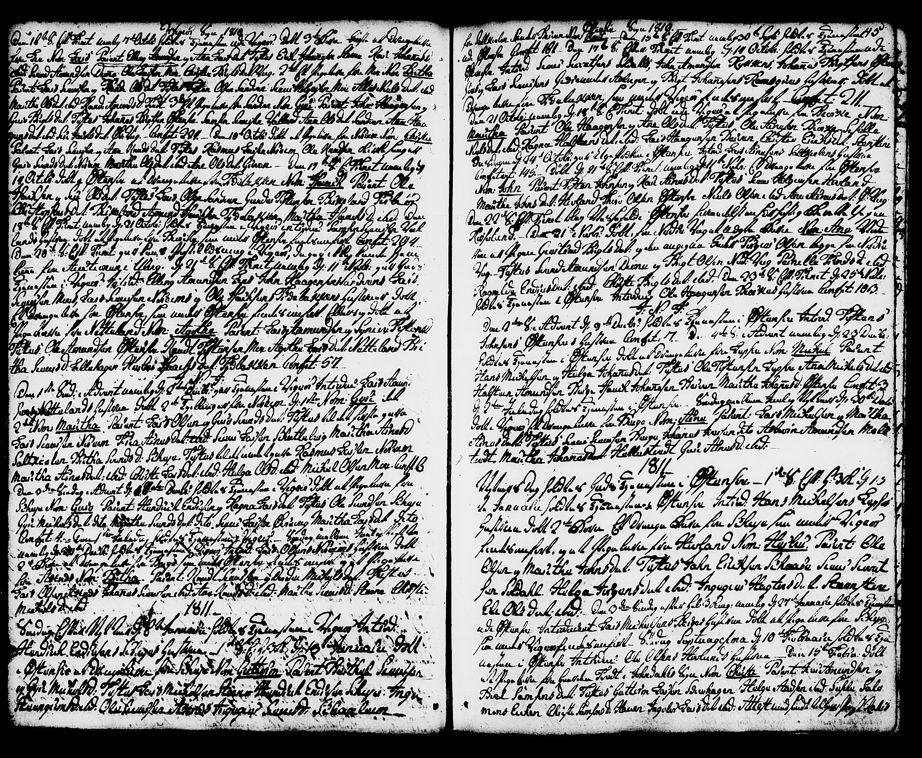 Kvam sokneprestembete, AV/SAB-A-76201/H/Haa: Parish register (official) no. A 5, 1796-1832, p. 45