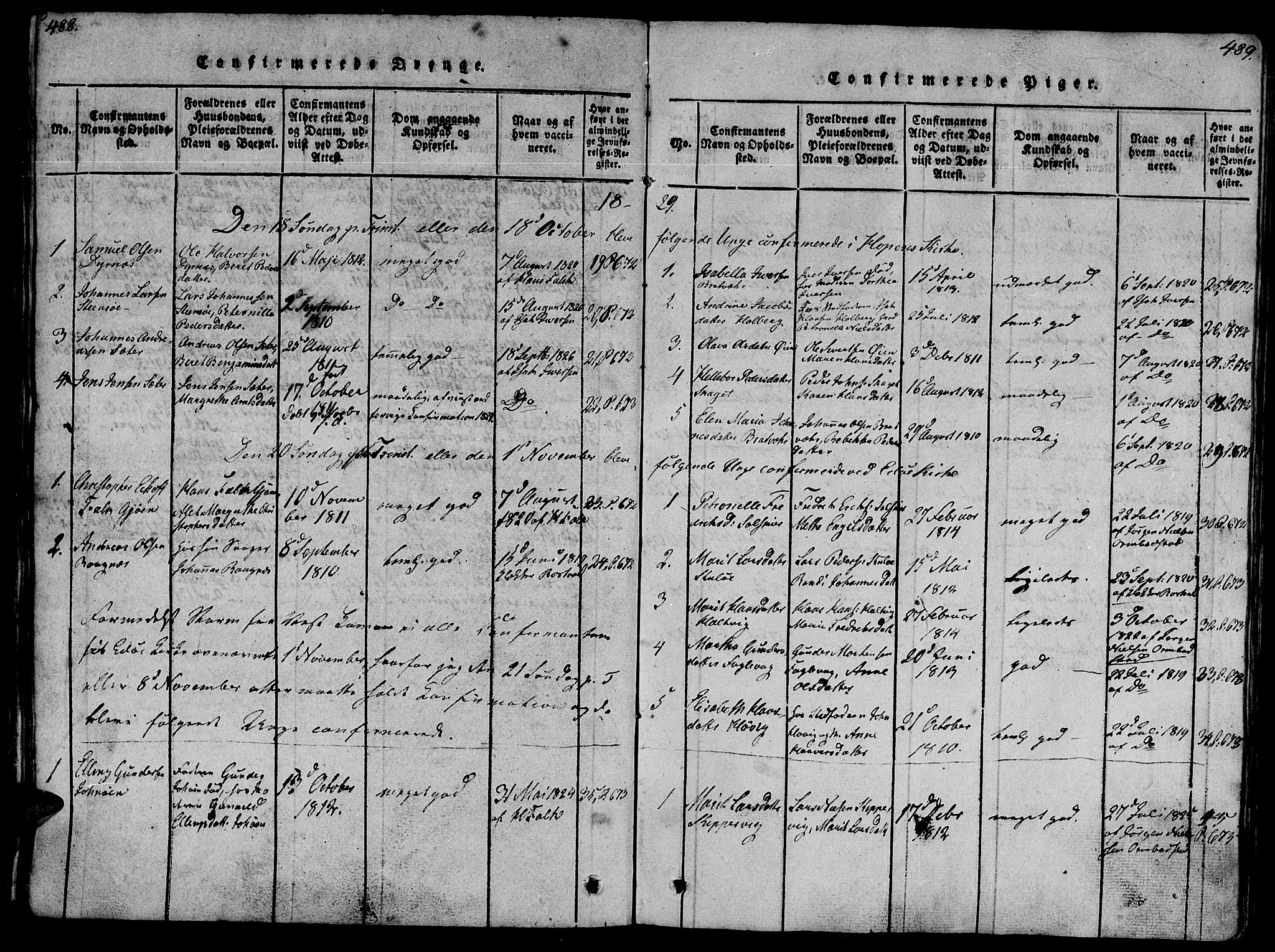 Ministerialprotokoller, klokkerbøker og fødselsregistre - Møre og Romsdal, AV/SAT-A-1454/581/L0933: Parish register (official) no. 581A03 /1, 1819-1836, p. 488-489