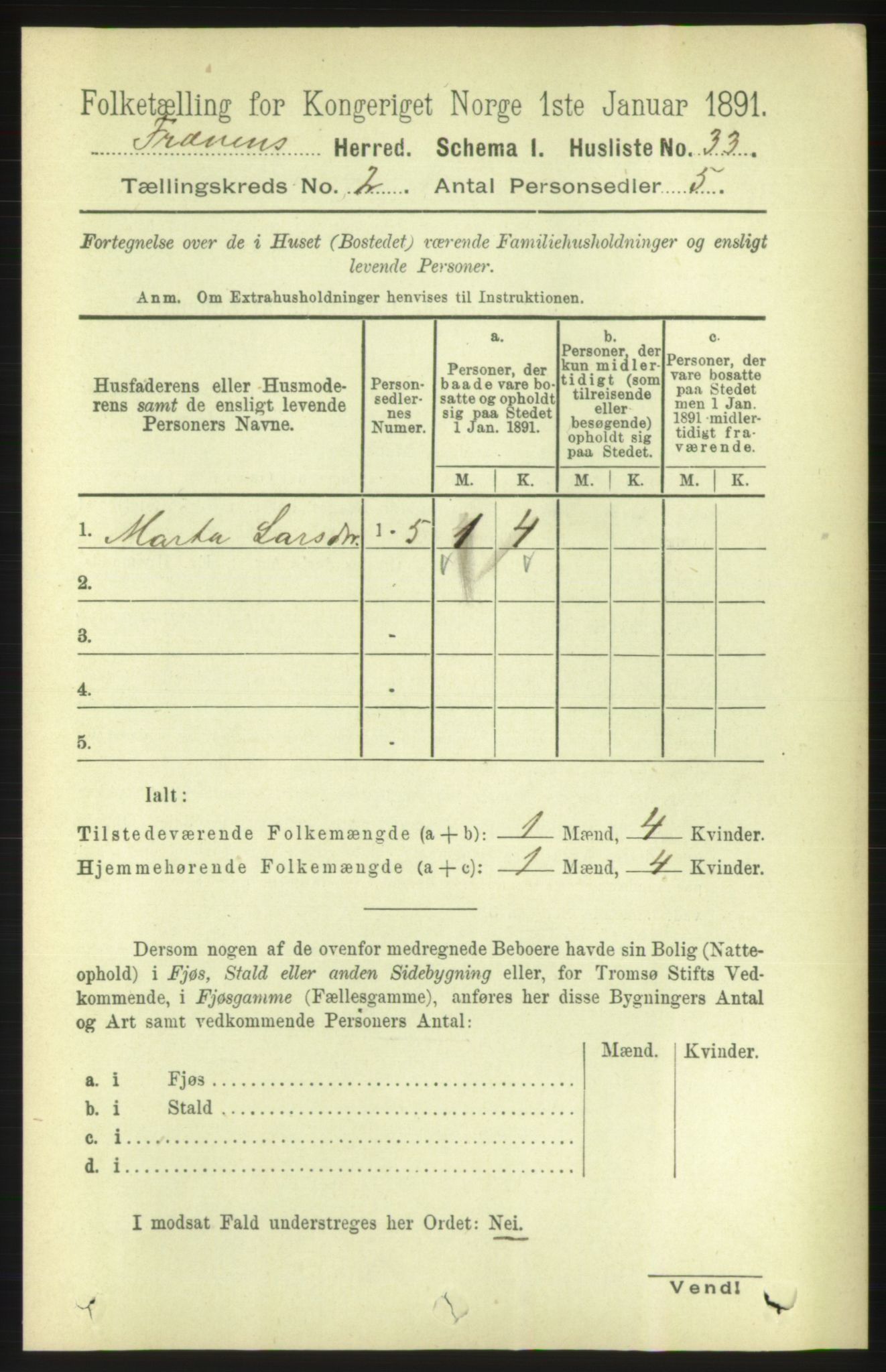 RA, 1891 census for 1548 Fræna, 1891, p. 484