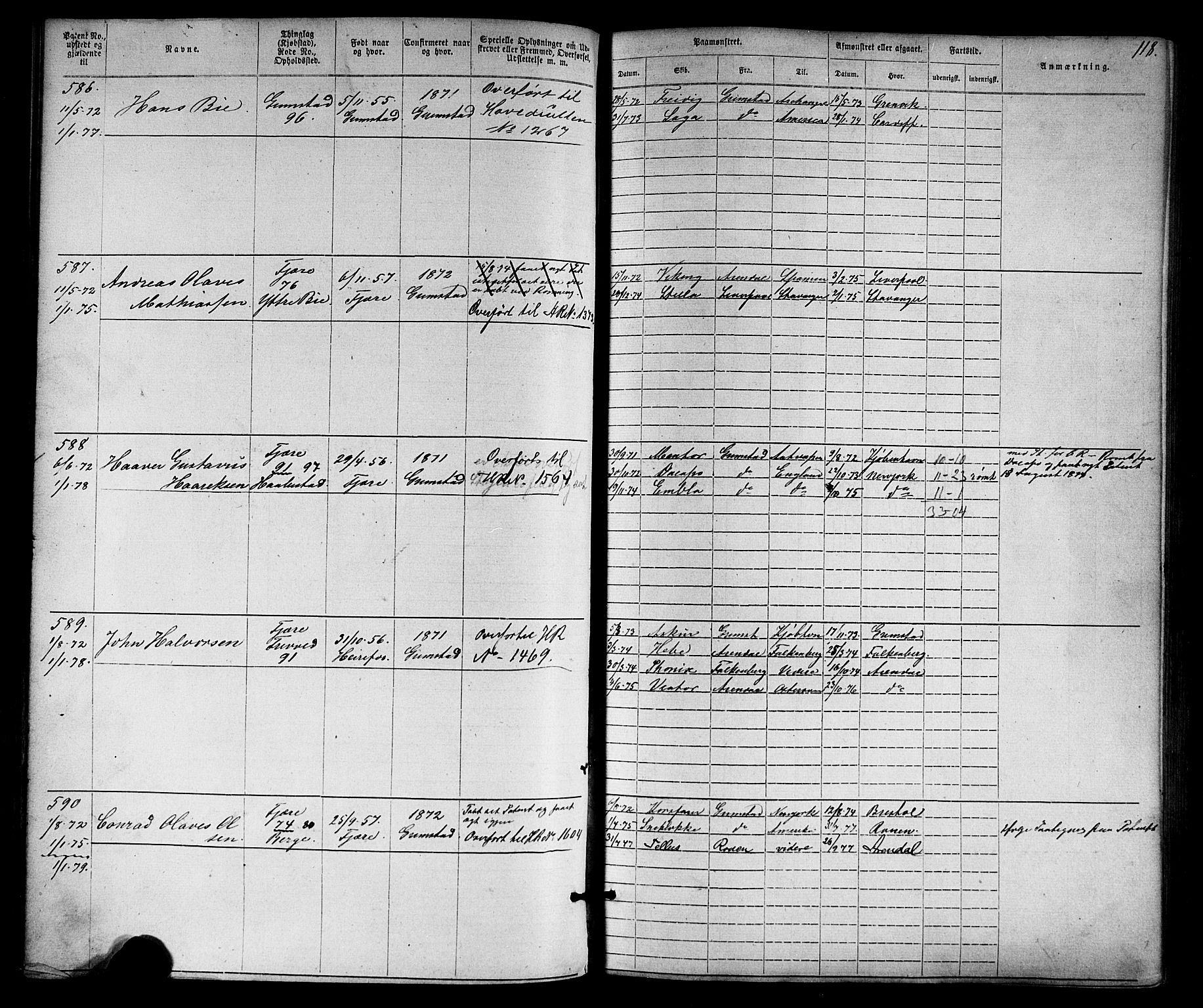 Grimstad mønstringskrets, AV/SAK-2031-0013/F/Fa/L0005: Annotasjonsrulle nr 1-1910 med register, V-18, 1870-1892, p. 145