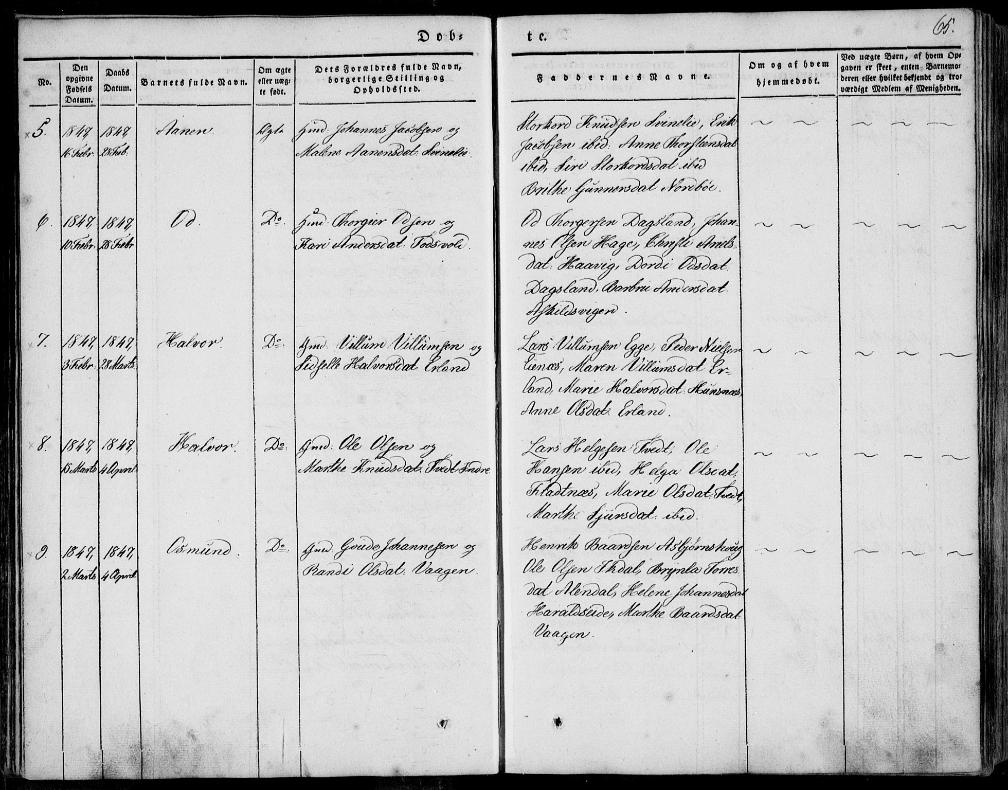 Skjold sokneprestkontor, AV/SAST-A-101847/H/Ha/Haa/L0006: Parish register (official) no. A 6.1, 1835-1858, p. 65