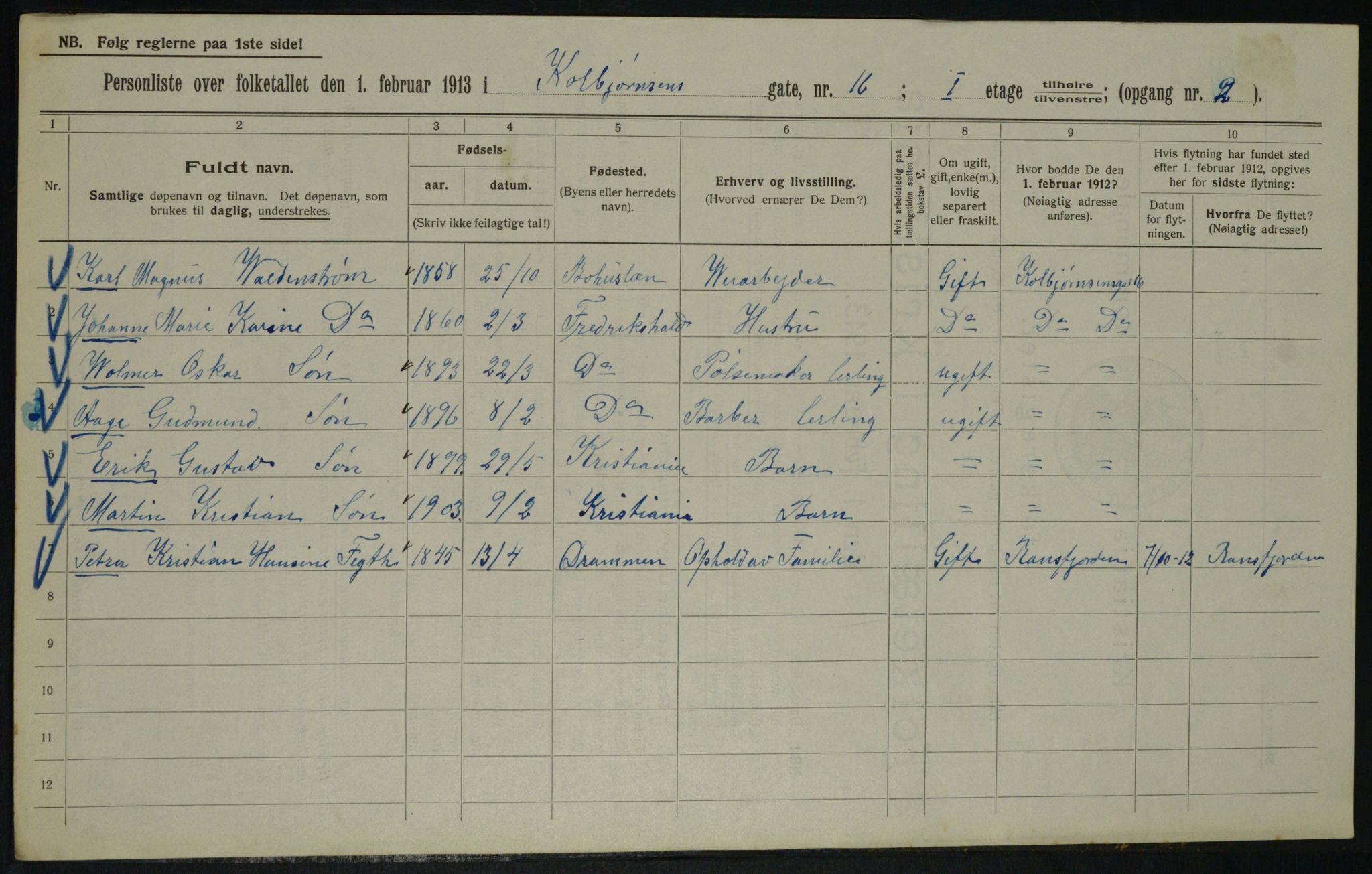 OBA, Municipal Census 1913 for Kristiania, 1913, p. 13089