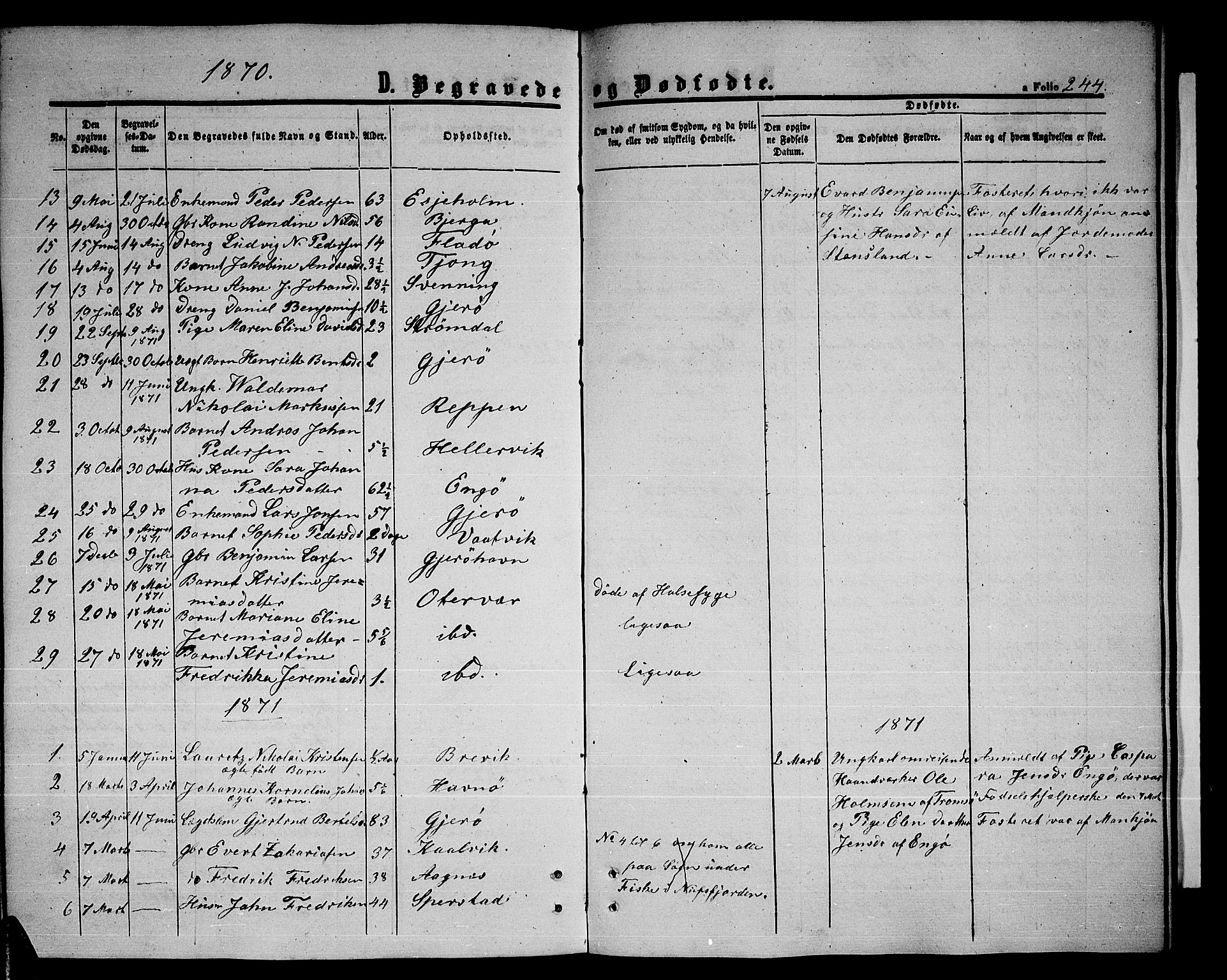 Ministerialprotokoller, klokkerbøker og fødselsregistre - Nordland, SAT/A-1459/841/L0619: Parish register (copy) no. 841C03, 1856-1876, p. 244