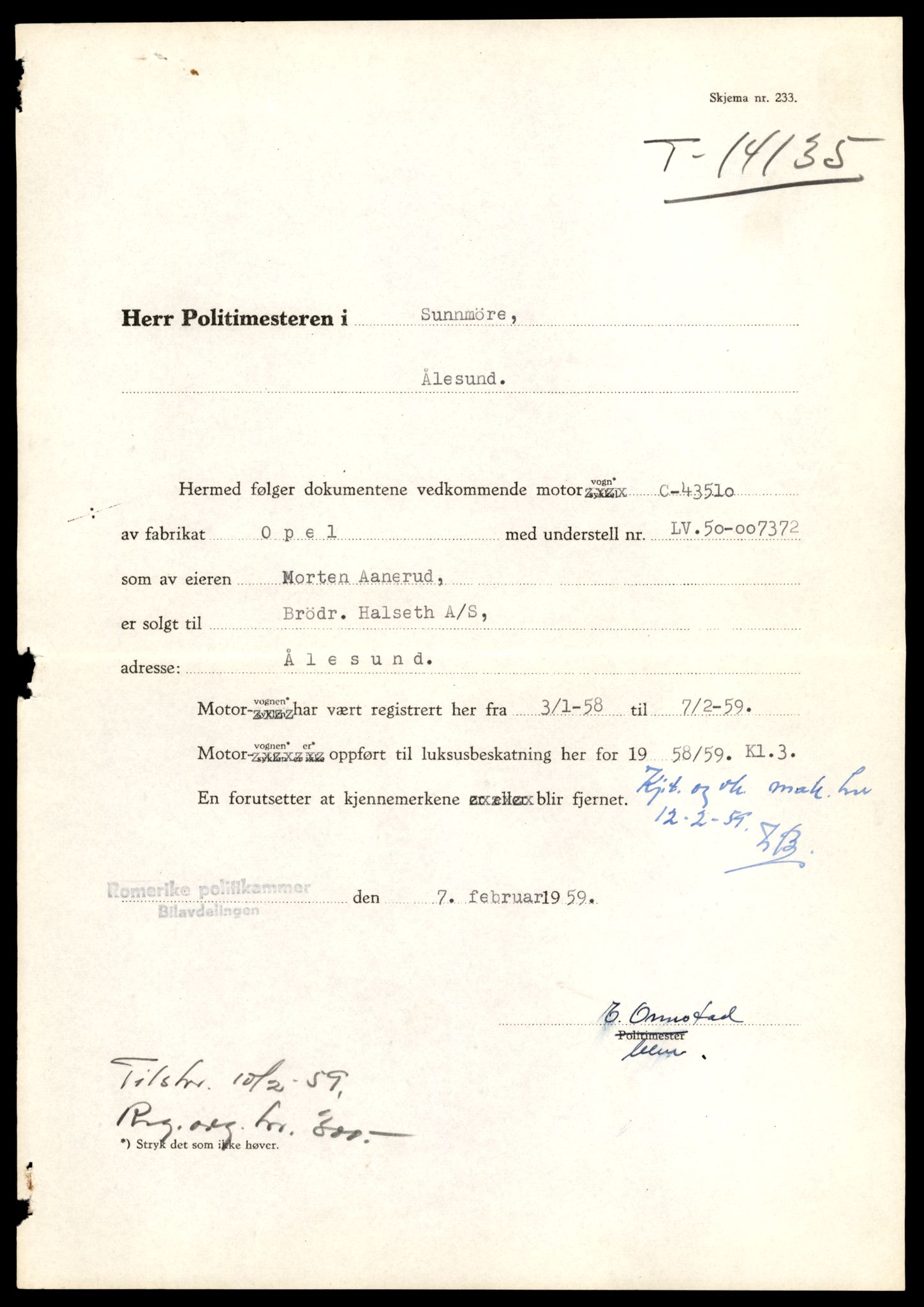 Møre og Romsdal vegkontor - Ålesund trafikkstasjon, AV/SAT-A-4099/F/Fe/L0043: Registreringskort for kjøretøy T 14080 - T 14204, 1927-1998, p. 1421