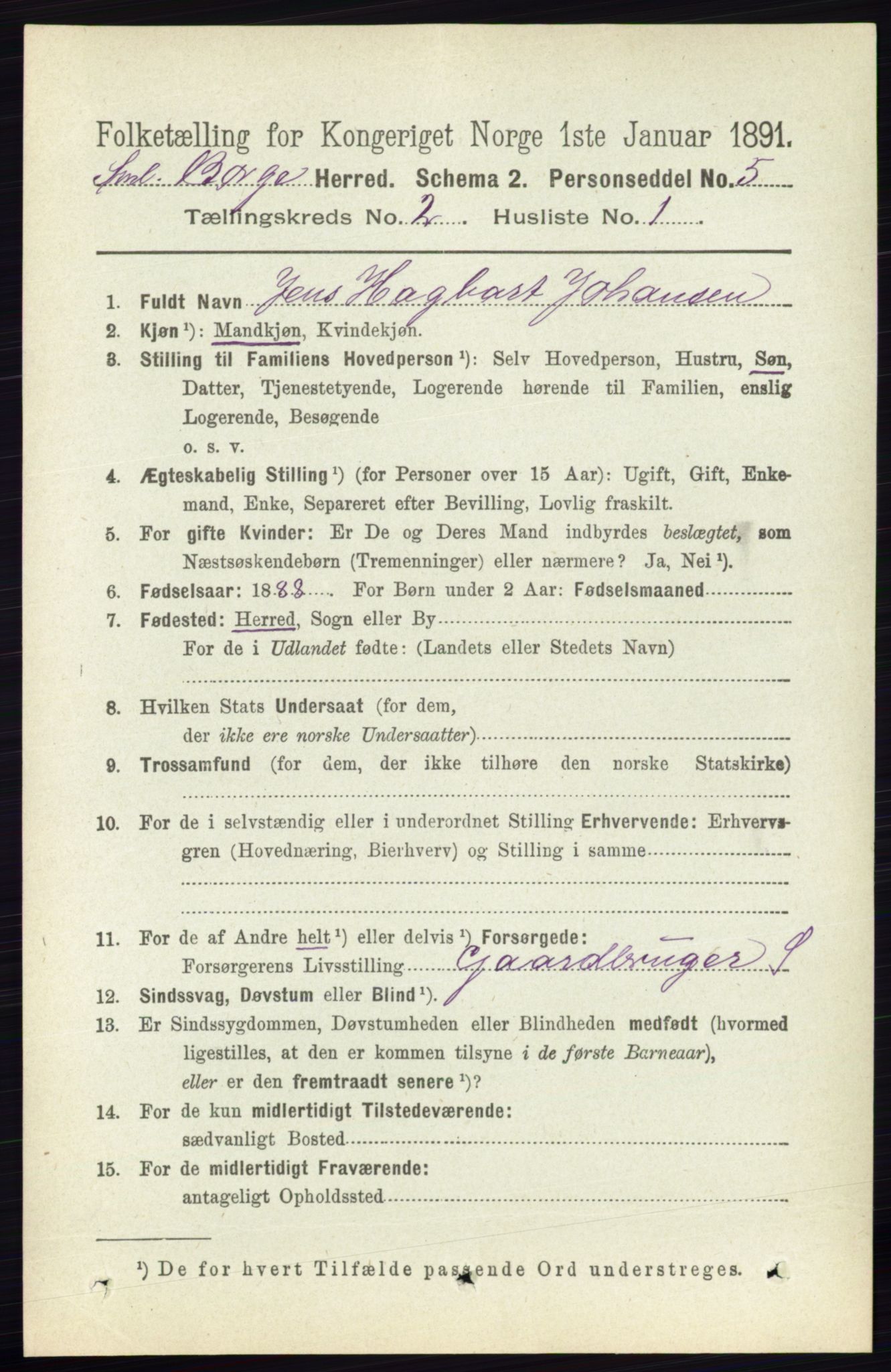 RA, 1891 census for 0113 Borge, 1891, p. 830