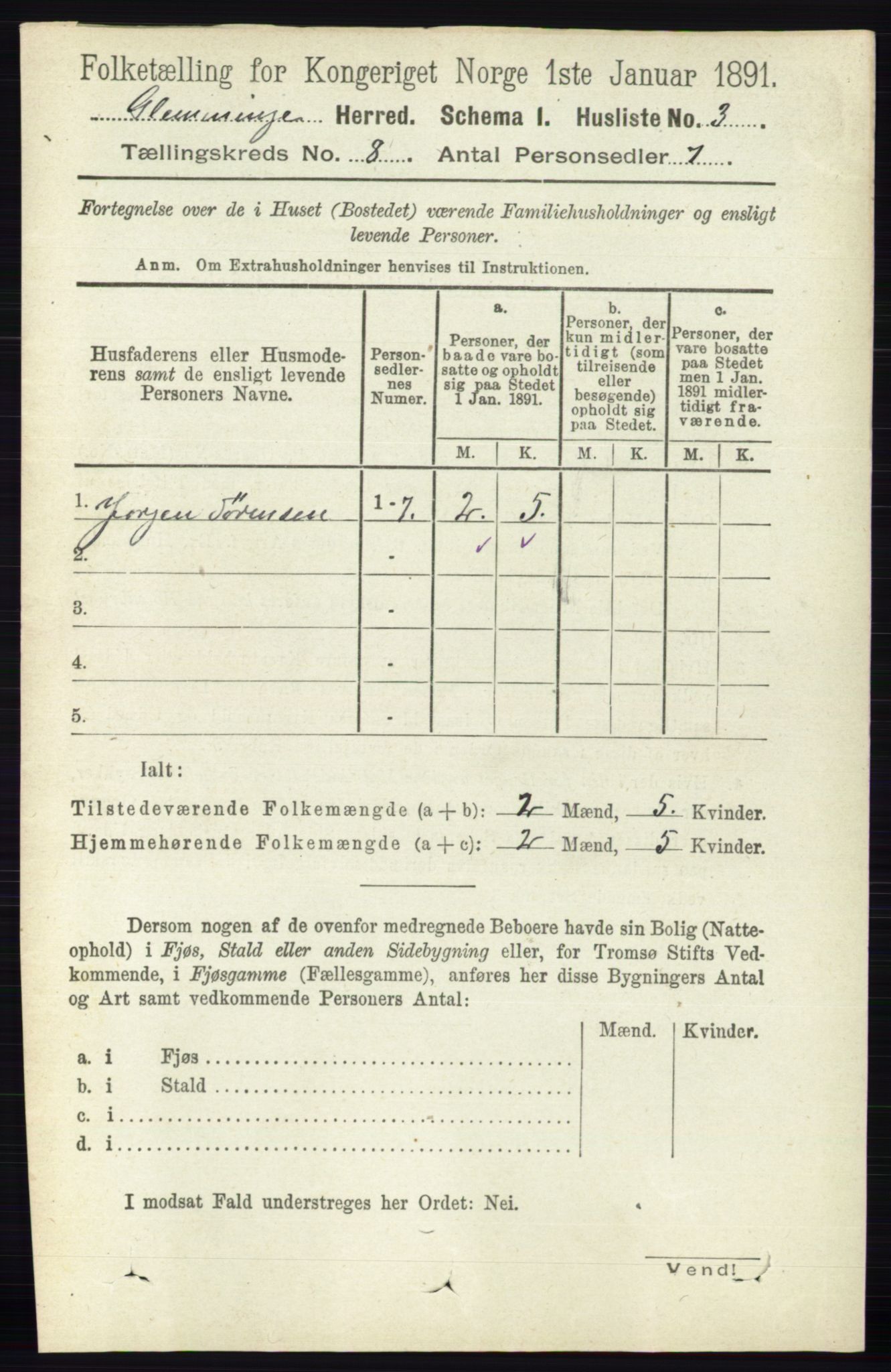 RA, 1891 census for 0132 Glemmen, 1891, p. 9266