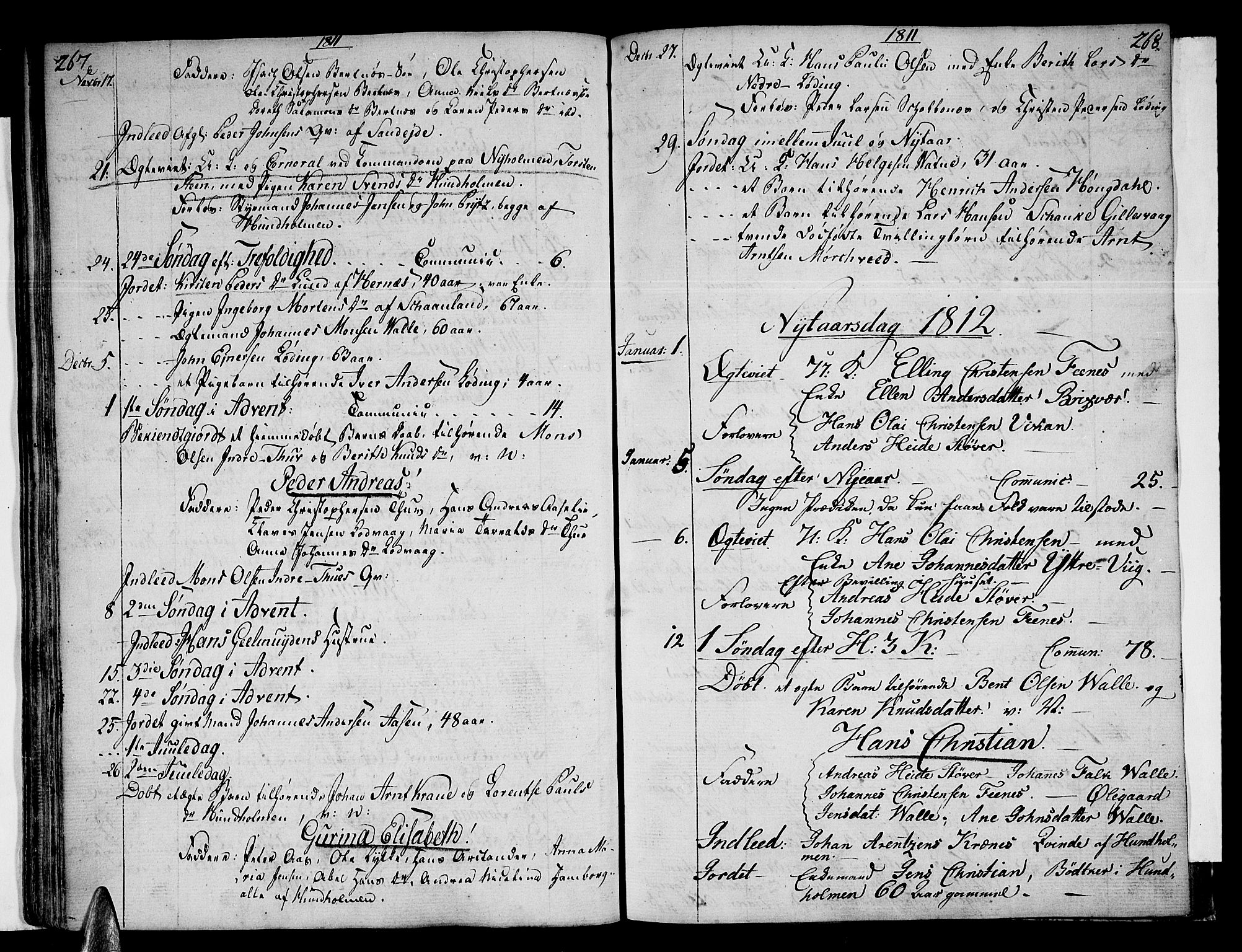 Ministerialprotokoller, klokkerbøker og fødselsregistre - Nordland, AV/SAT-A-1459/801/L0004: Parish register (official) no. 801A04, 1796-1817, p. 267-268