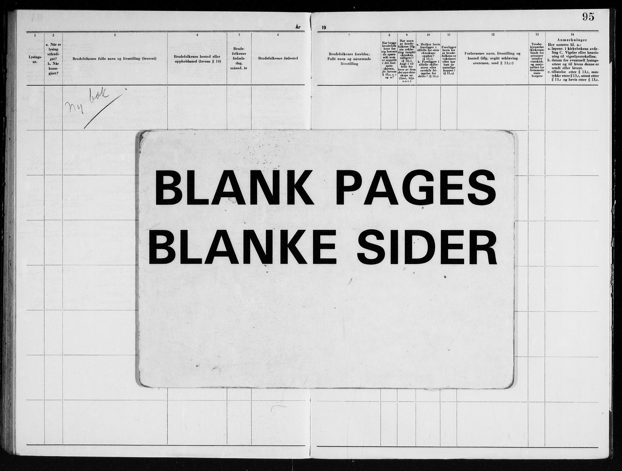 Nedre Eiker kirkebøker, AV/SAKO-A-612/H/Ha/L0003: Banns register no. 3, 1950-1959, p. 95