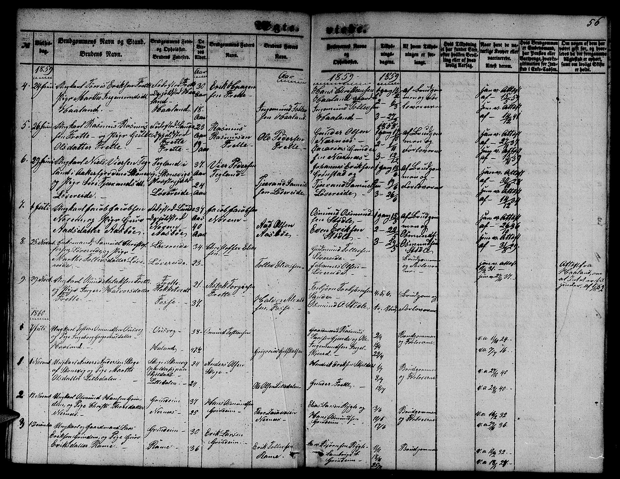 Etne sokneprestembete, SAB/A-75001/H/Hab: Parish register (copy) no. C 2, 1851-1865, p. 56