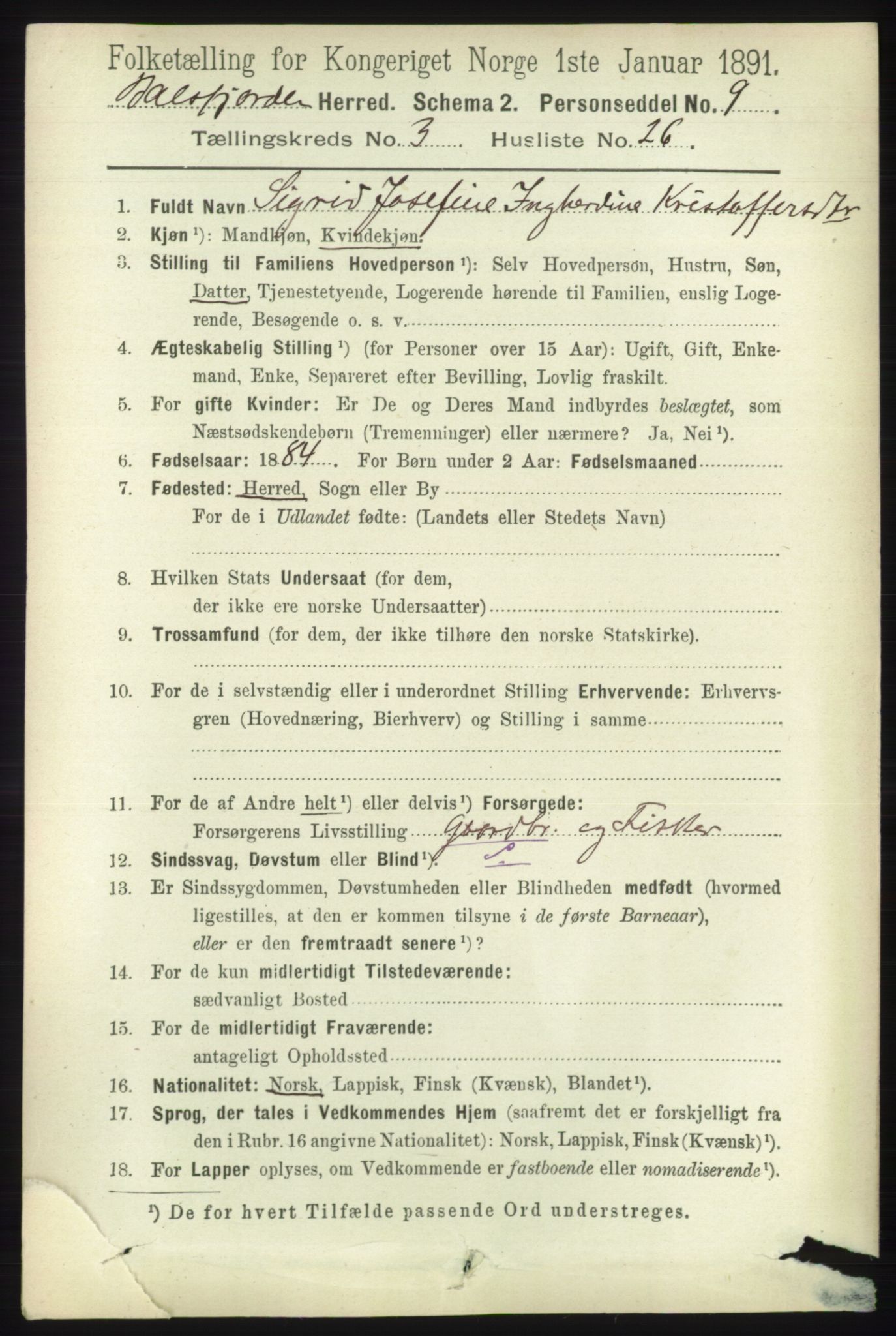 RA, 1891 census for 1933 Balsfjord, 1891, p. 1080