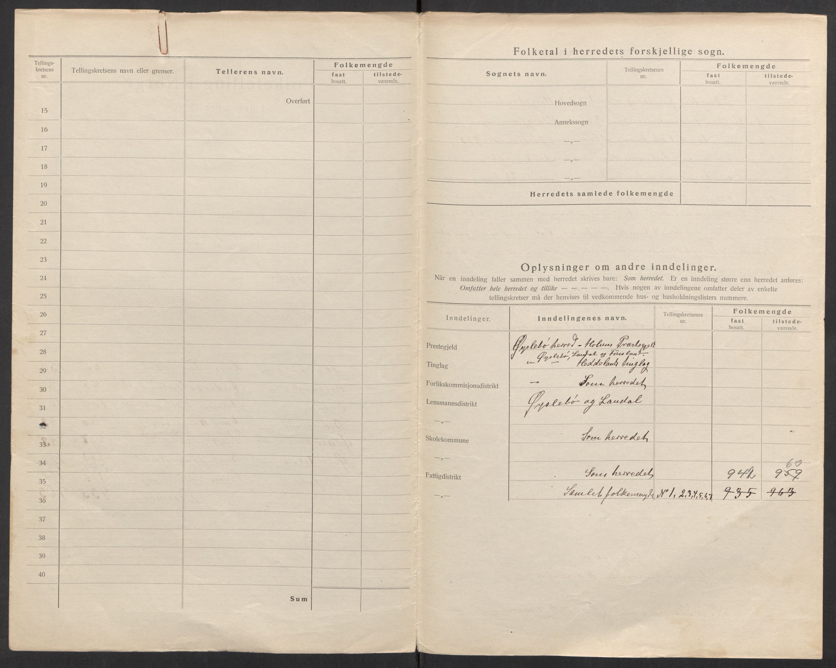 SAK, 1920 census for Øyslebø, 1920, p. 9