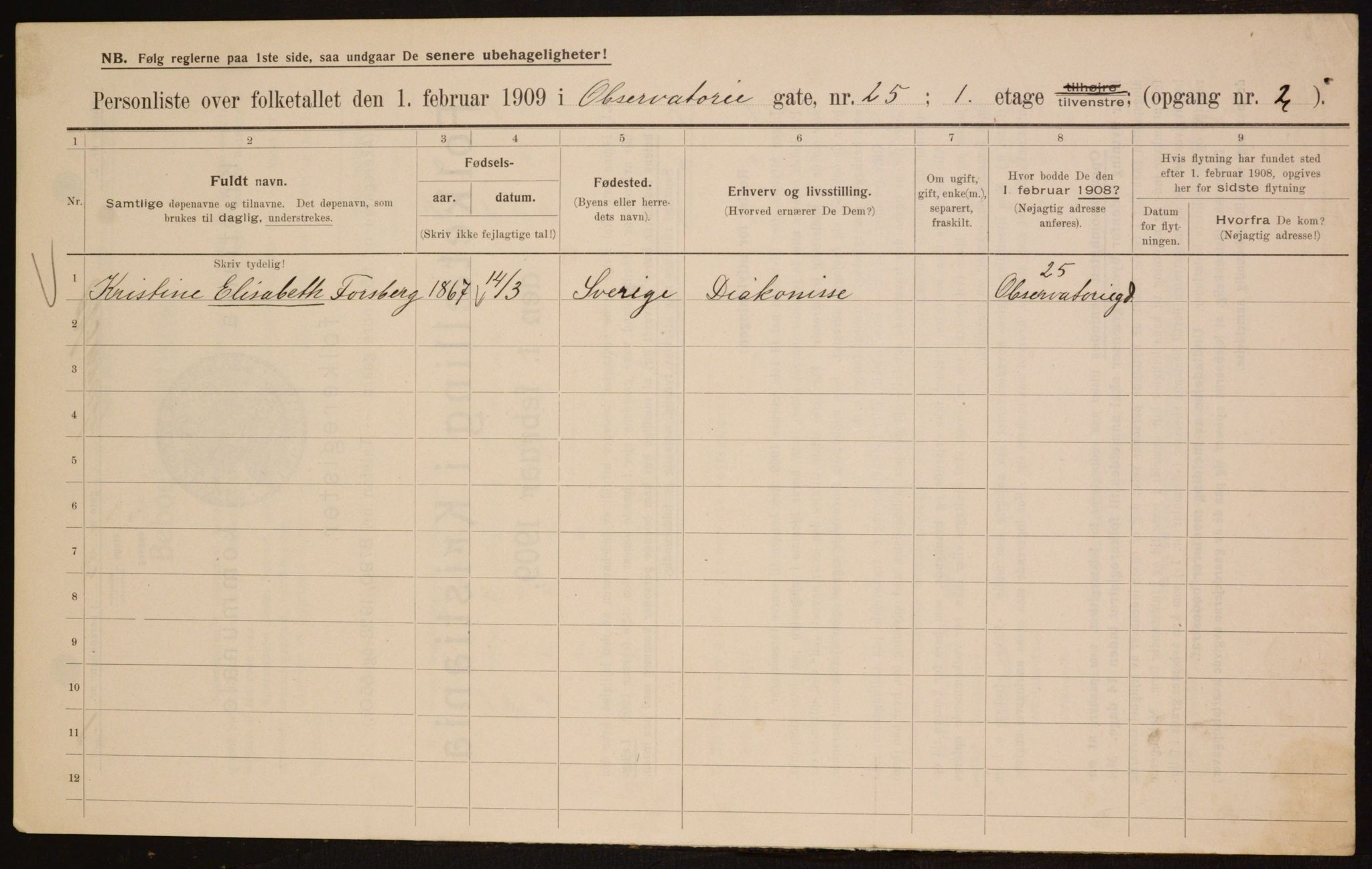 OBA, Municipal Census 1909 for Kristiania, 1909, p. 67383