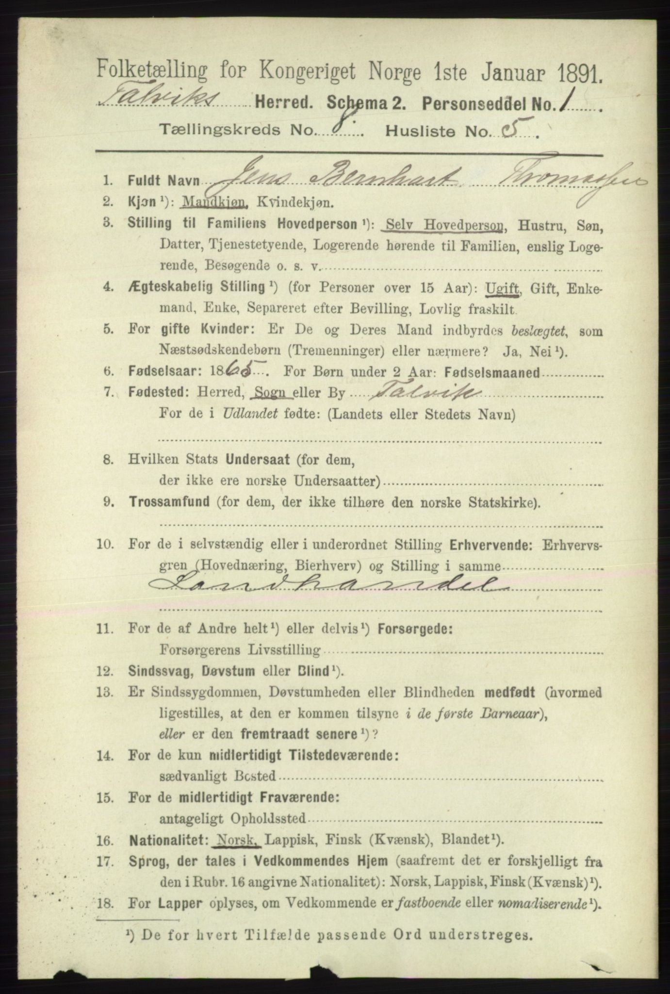 RA, 1891 census for 2013 Talvik, 1891, p. 2077