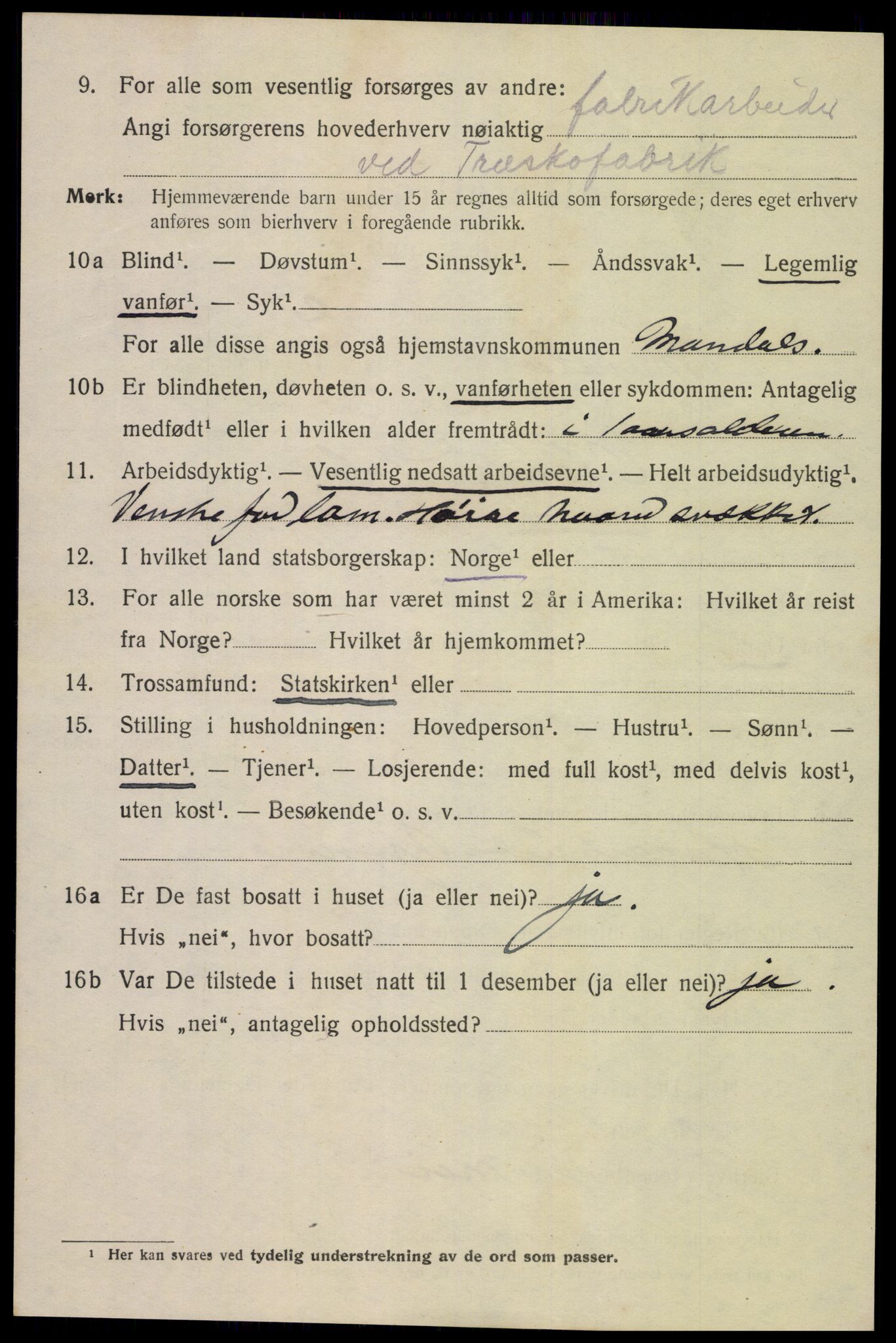 SAK, 1920 census for Mandal, 1920, p. 8144