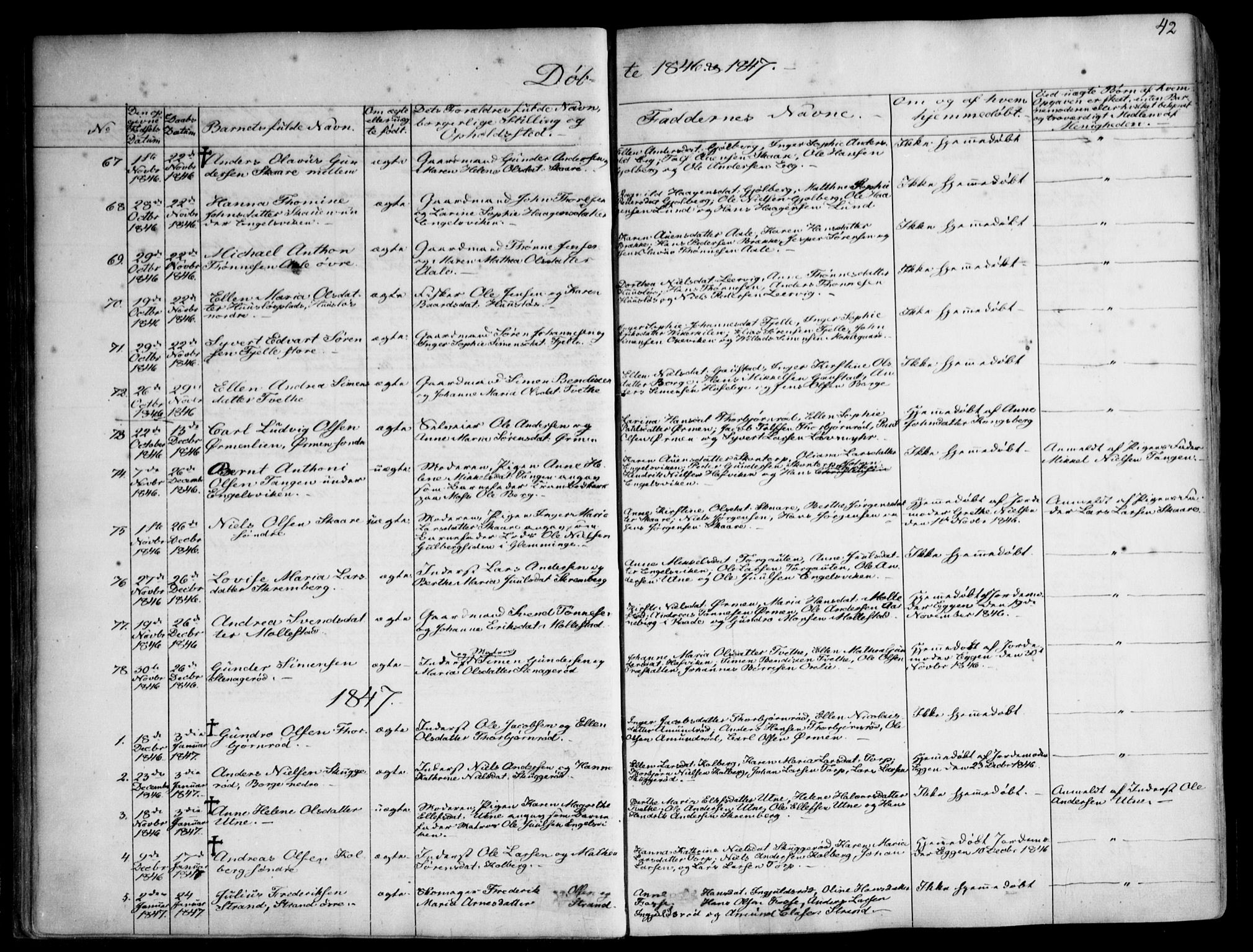 Onsøy prestekontor Kirkebøker, SAO/A-10914/F/Fa/L0003: Parish register (official) no. I 3, 1841-1860, p. 42