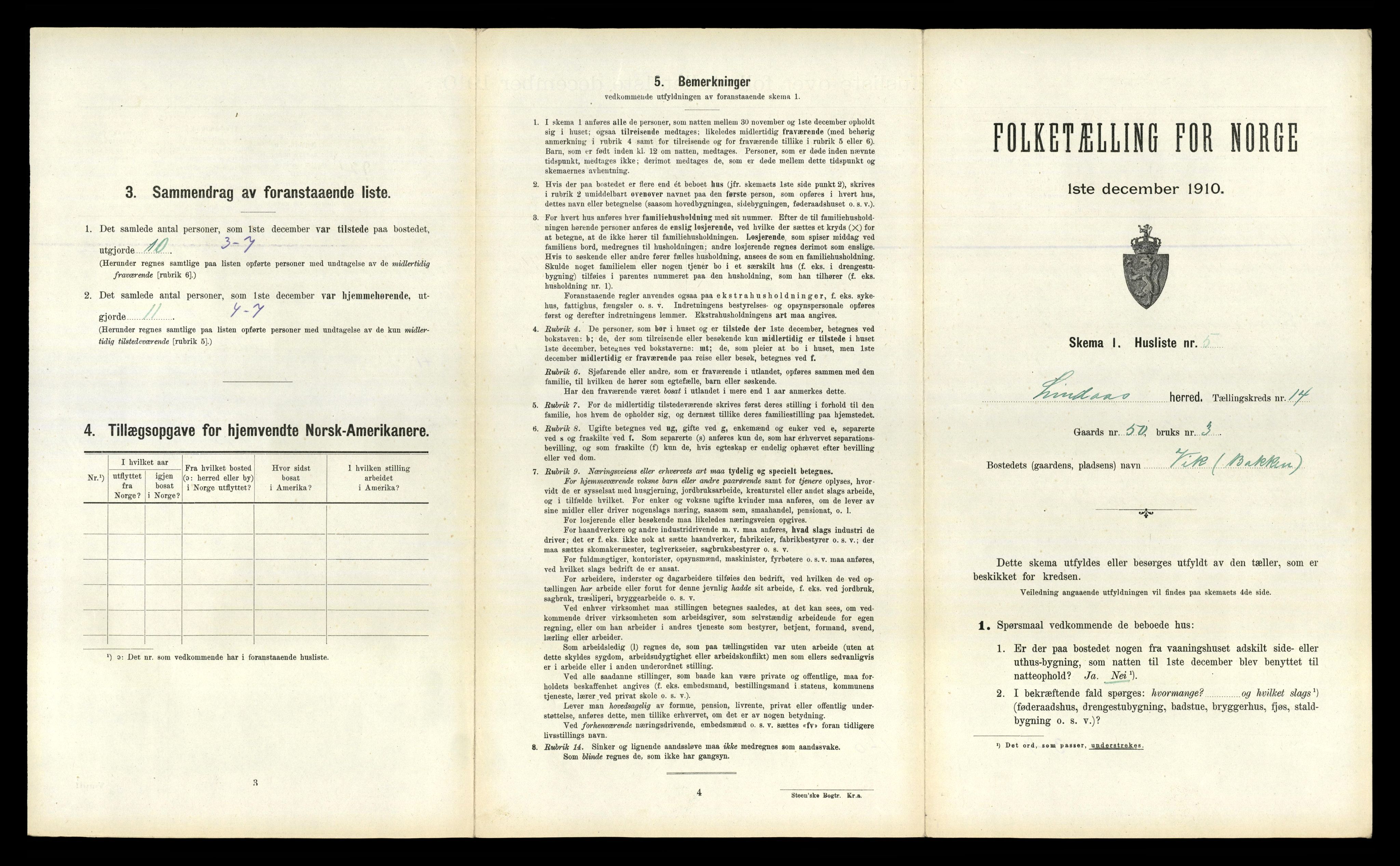 RA, 1910 census for Lindås, 1910, p. 912