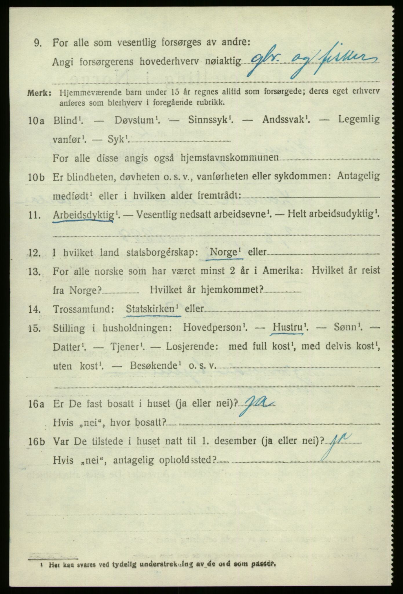 SAB, 1920 census for Kinn, 1920, p. 3310