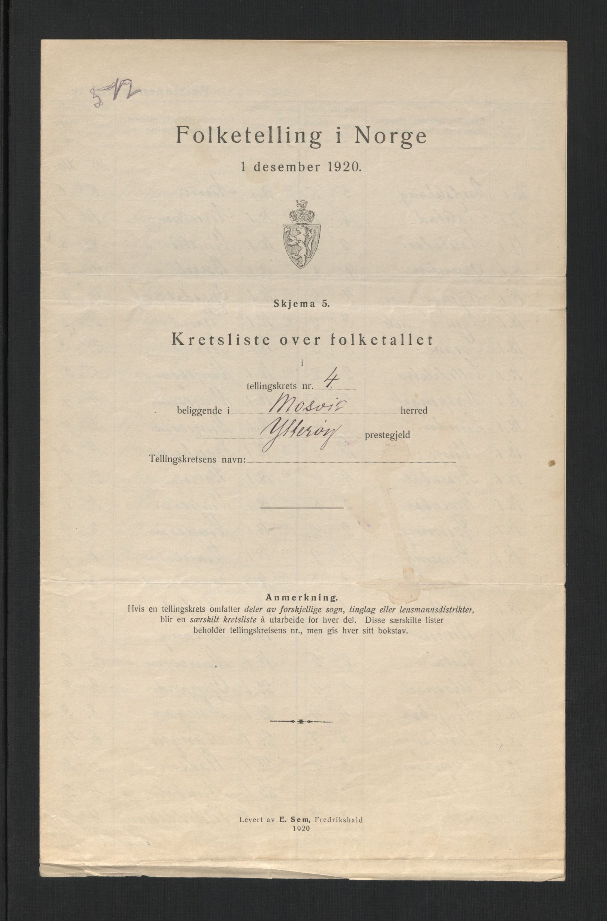 SAT, 1920 census for Mosvik, 1920, p. 24