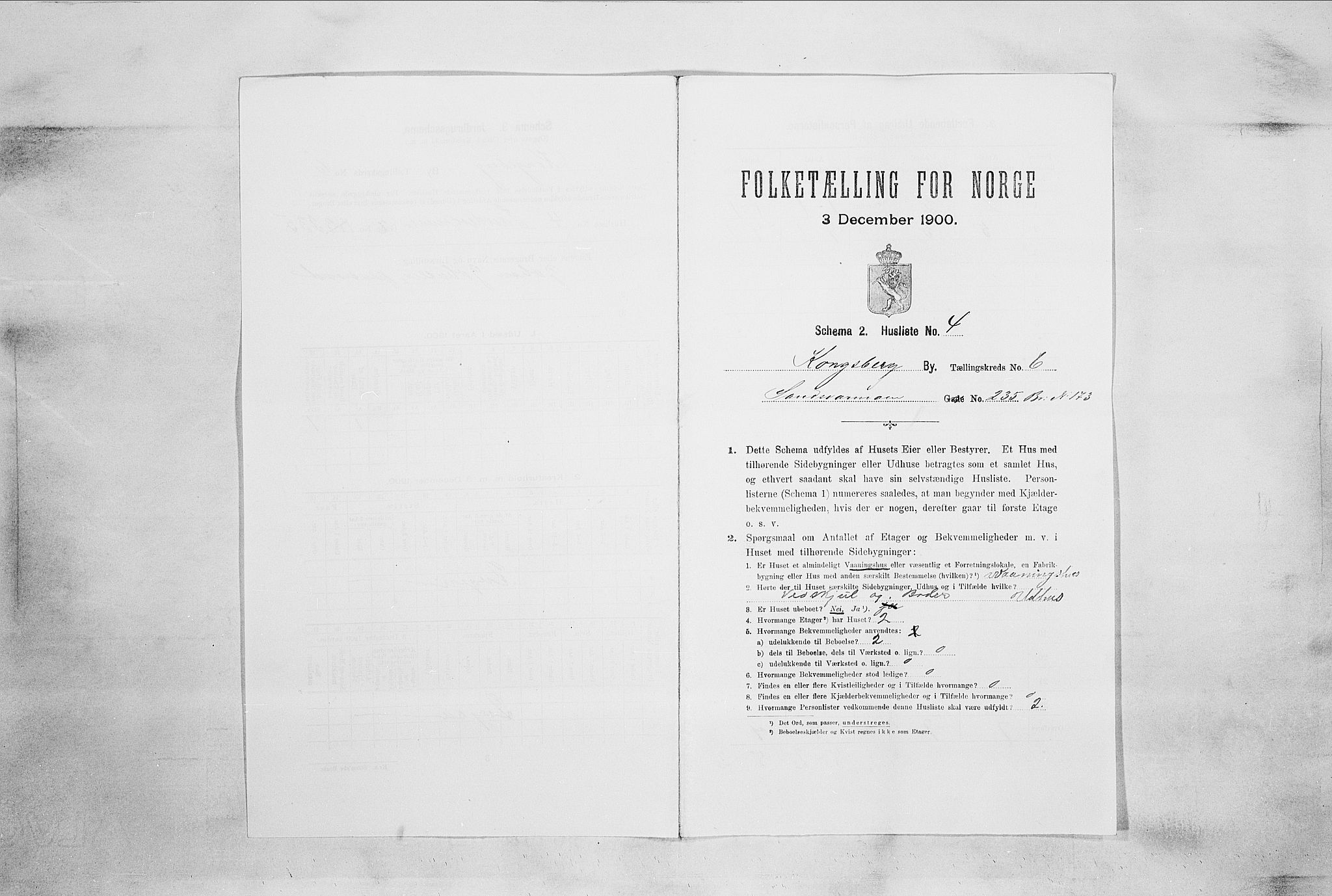 RA, 1900 census for Kongsberg, 1900, p. 1044