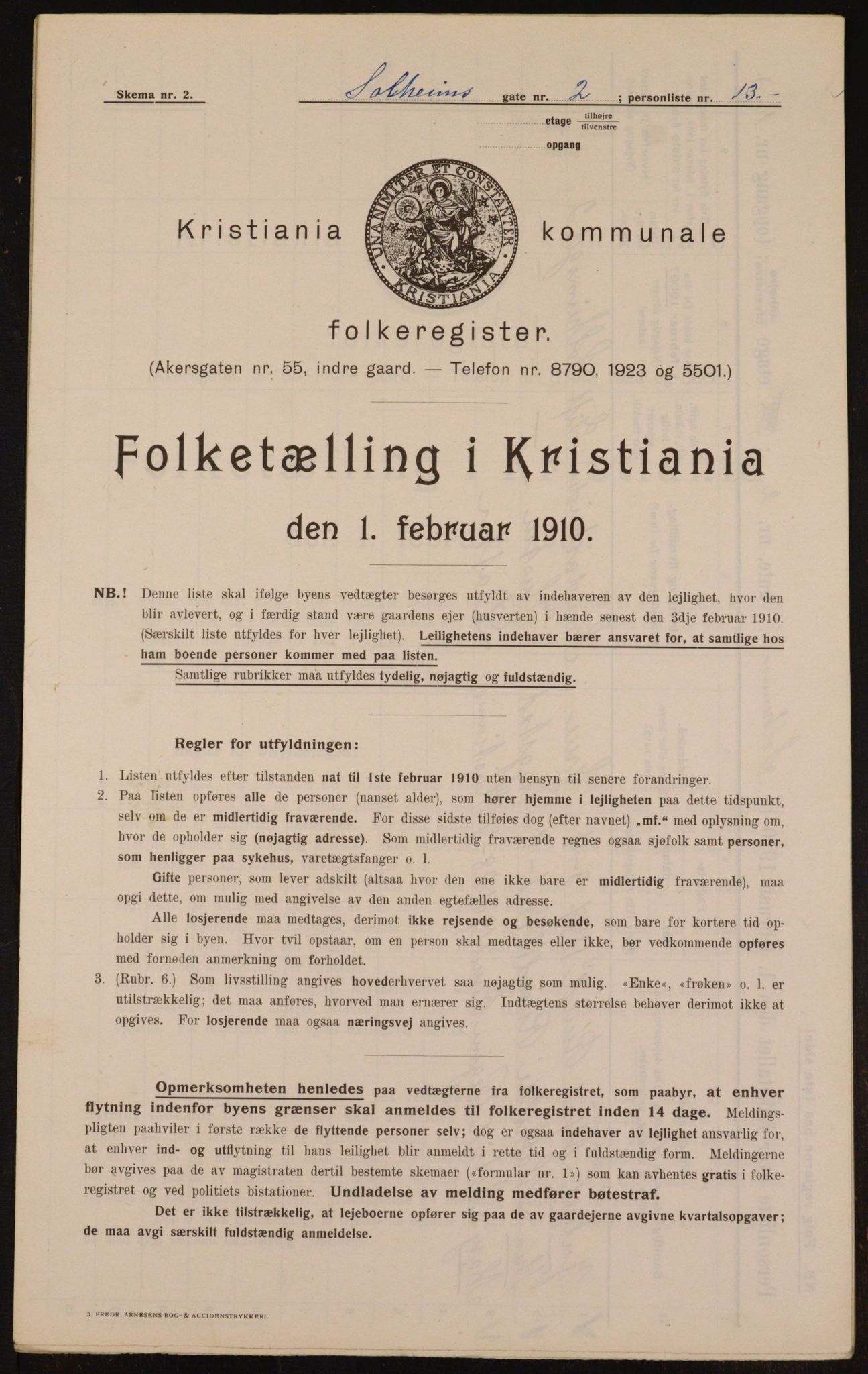 OBA, Municipal Census 1910 for Kristiania, 1910, p. 94852