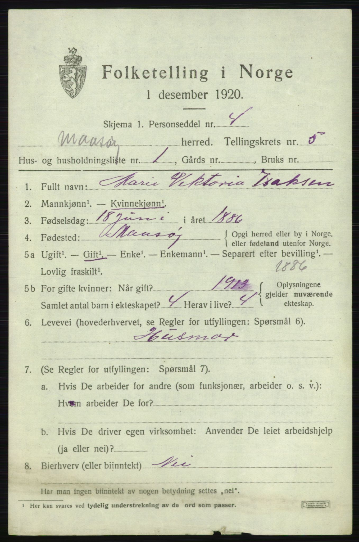 SATØ, 1920 census for Måsøy, 1920, p. 2346