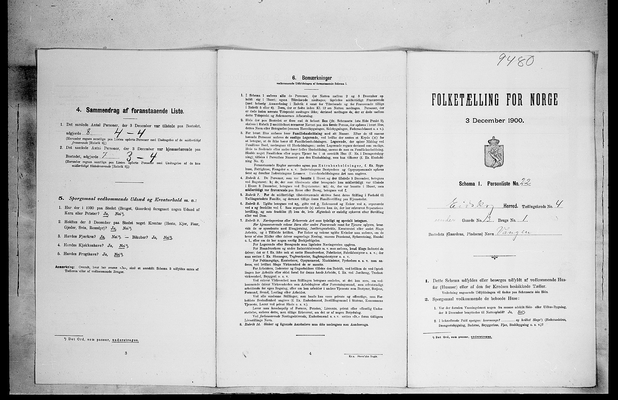 SAH, 1900 census for Eidskog, 1900, p. 542