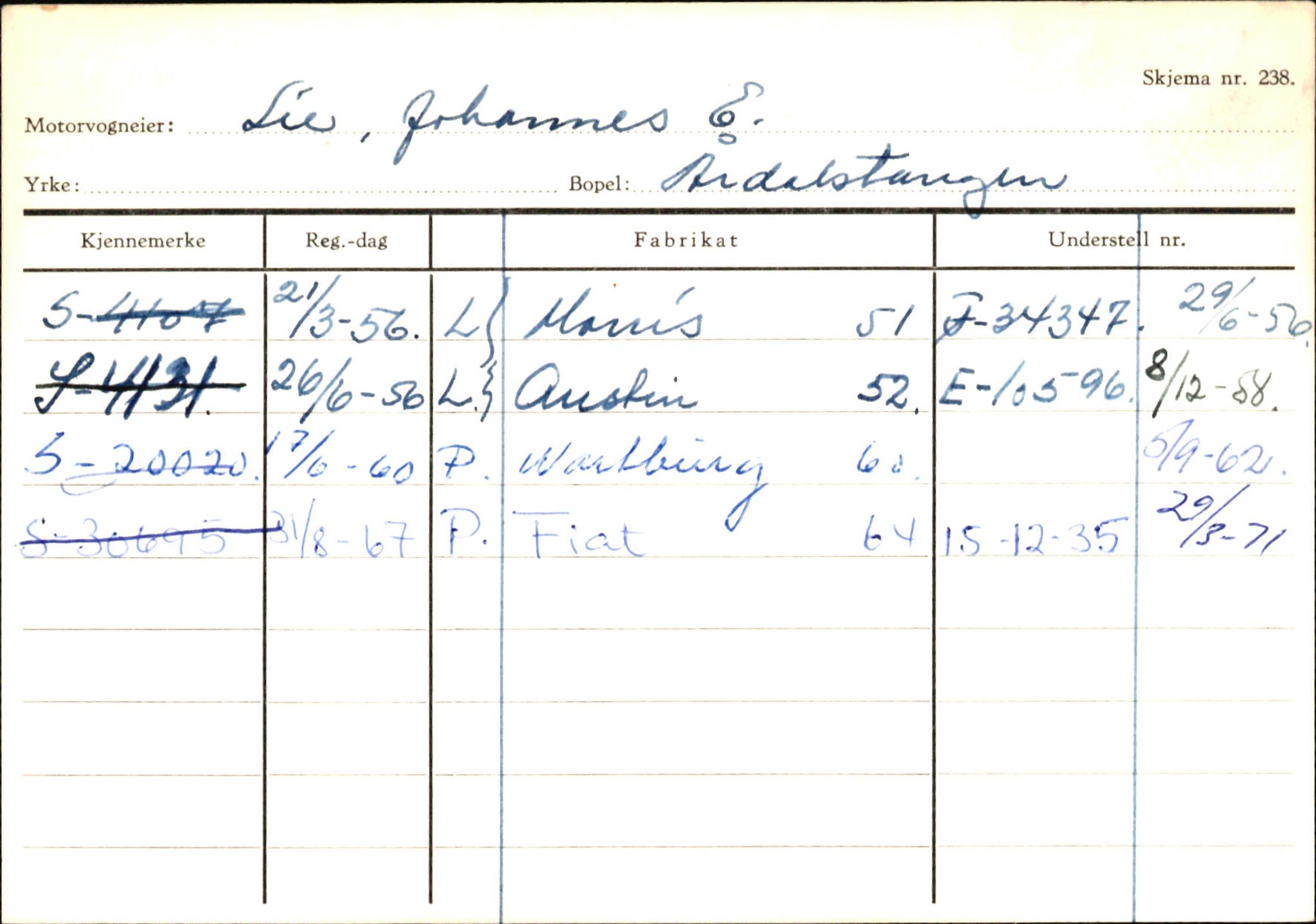 Statens vegvesen, Sogn og Fjordane vegkontor, AV/SAB-A-5301/4/F/L0145: Registerkort Vågsøy S-Å. Årdal I-P, 1945-1975, p. 1423