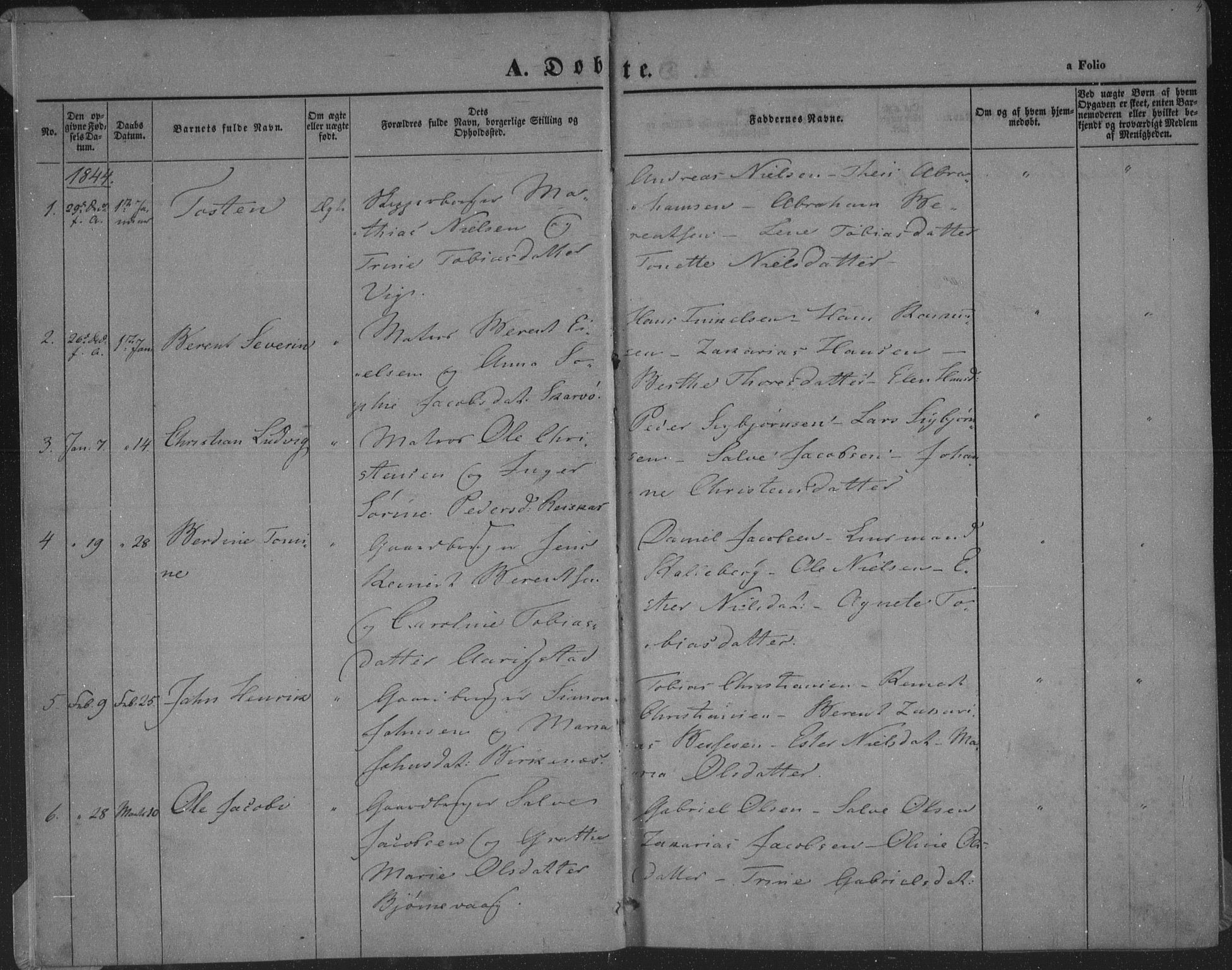 Herad sokneprestkontor, SAK/1111-0018/F/Fa/Fab/L0003: Parish register (official) no. A 3, 1844-1853, p. 4