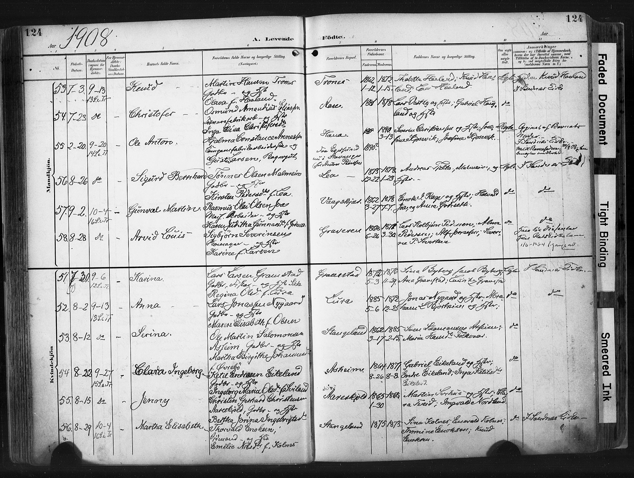 Høyland sokneprestkontor, AV/SAST-A-101799/001/30BA/L0015: Parish register (official) no. A 14, 1899-1911, p. 124