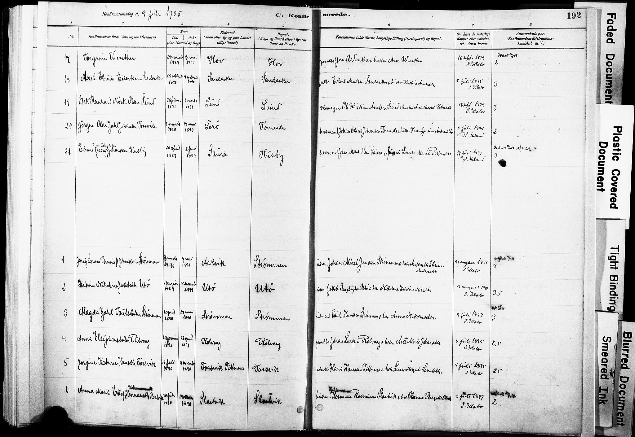 Ministerialprotokoller, klokkerbøker og fødselsregistre - Nordland, SAT/A-1459/835/L0525: Parish register (official) no. 835A03I, 1881-1910, p. 192