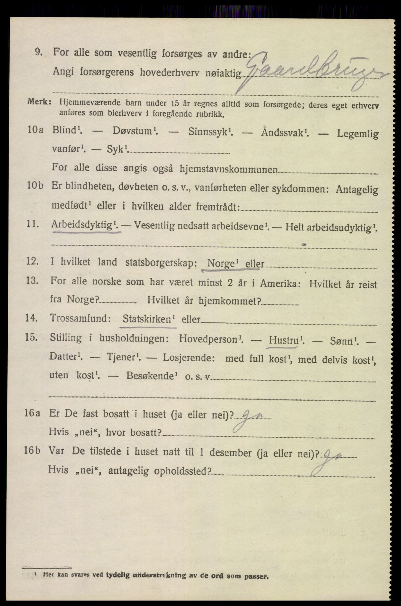 SAK, 1920 census for Fjære, 1920, p. 3250