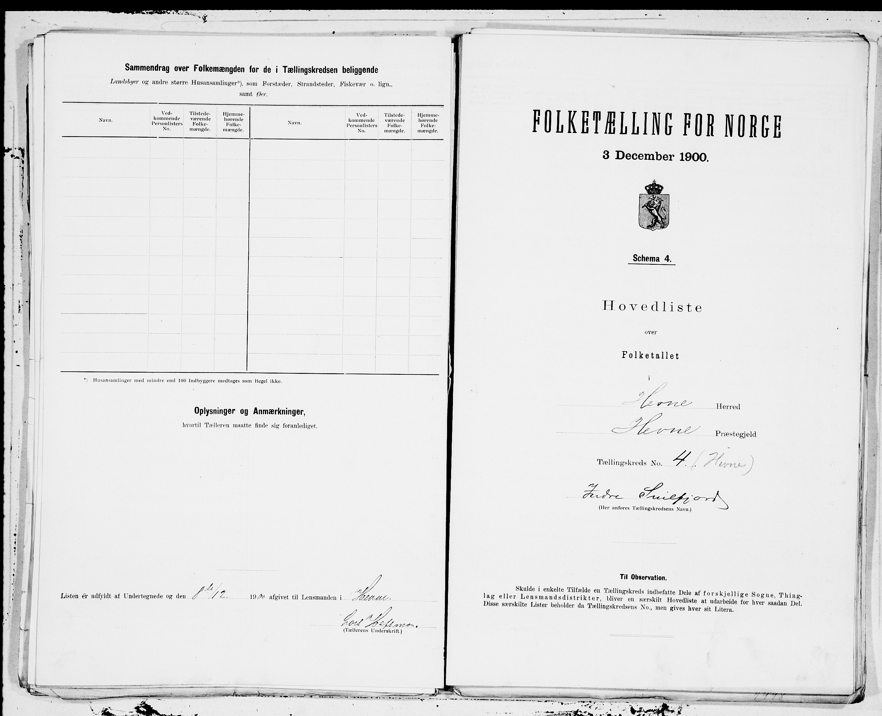 SAT, 1900 census for Hemne, 1900, p. 8