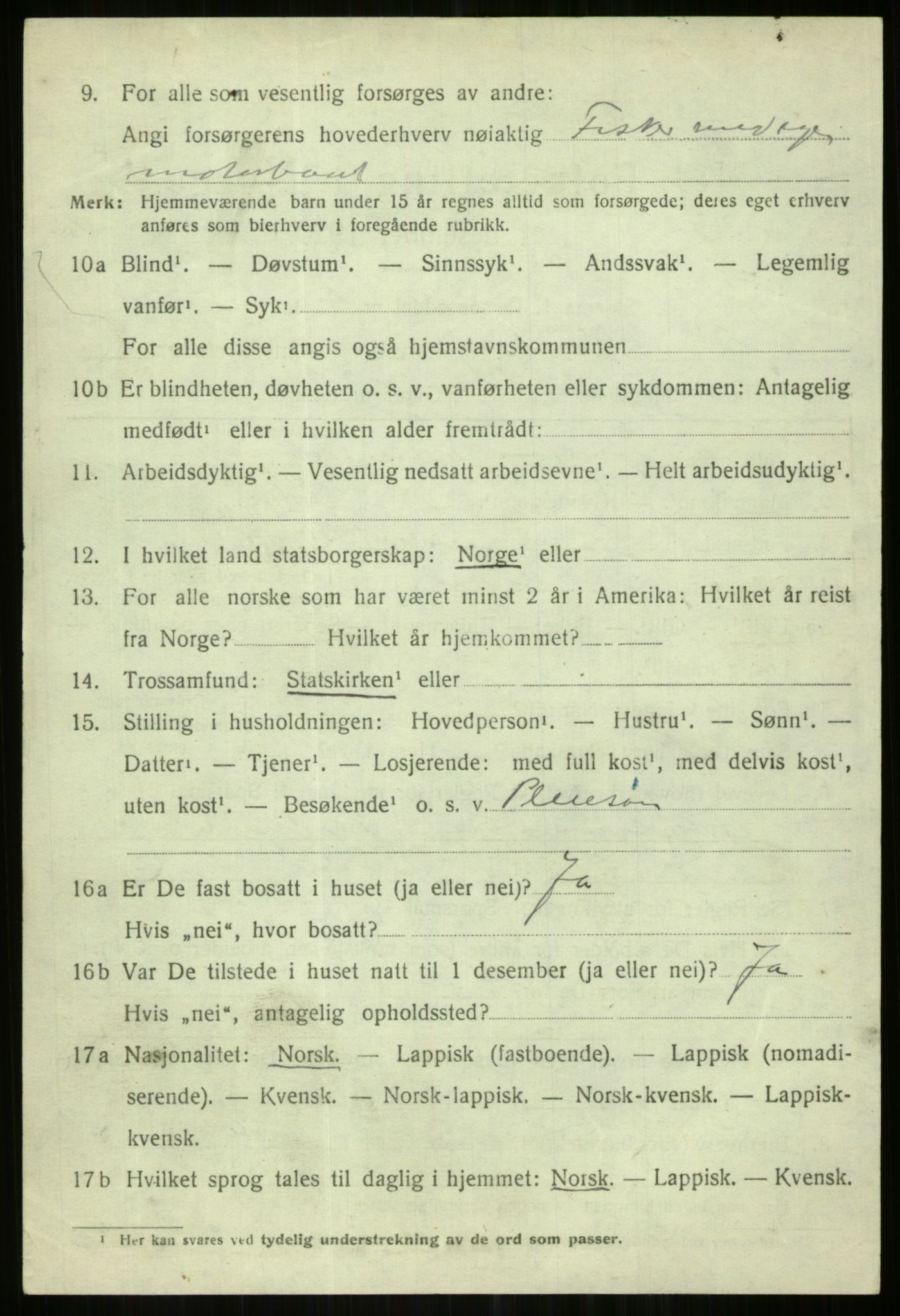 SATØ, 1920 census for Karlsøy, 1920, p. 3325