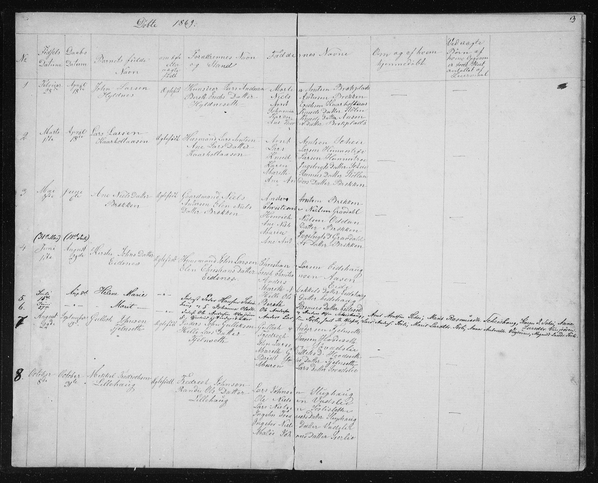 Ministerialprotokoller, klokkerbøker og fødselsregistre - Sør-Trøndelag, AV/SAT-A-1456/631/L0513: Parish register (copy) no. 631C01, 1869-1879, p. 3