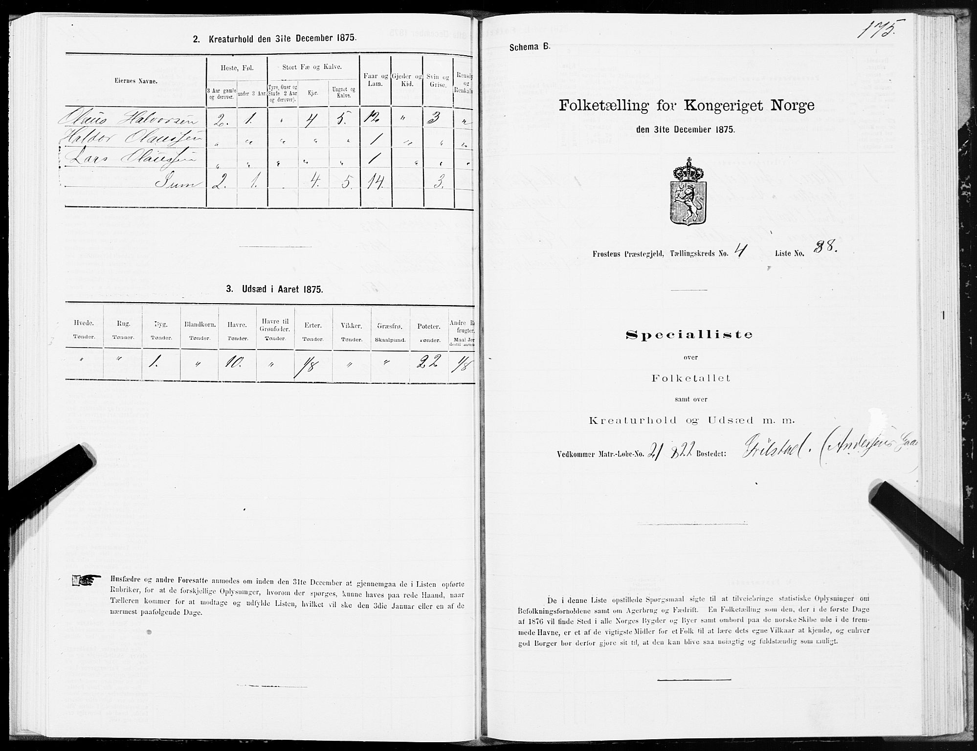 SAT, 1875 census for 1717P Frosta, 1875, p. 4175