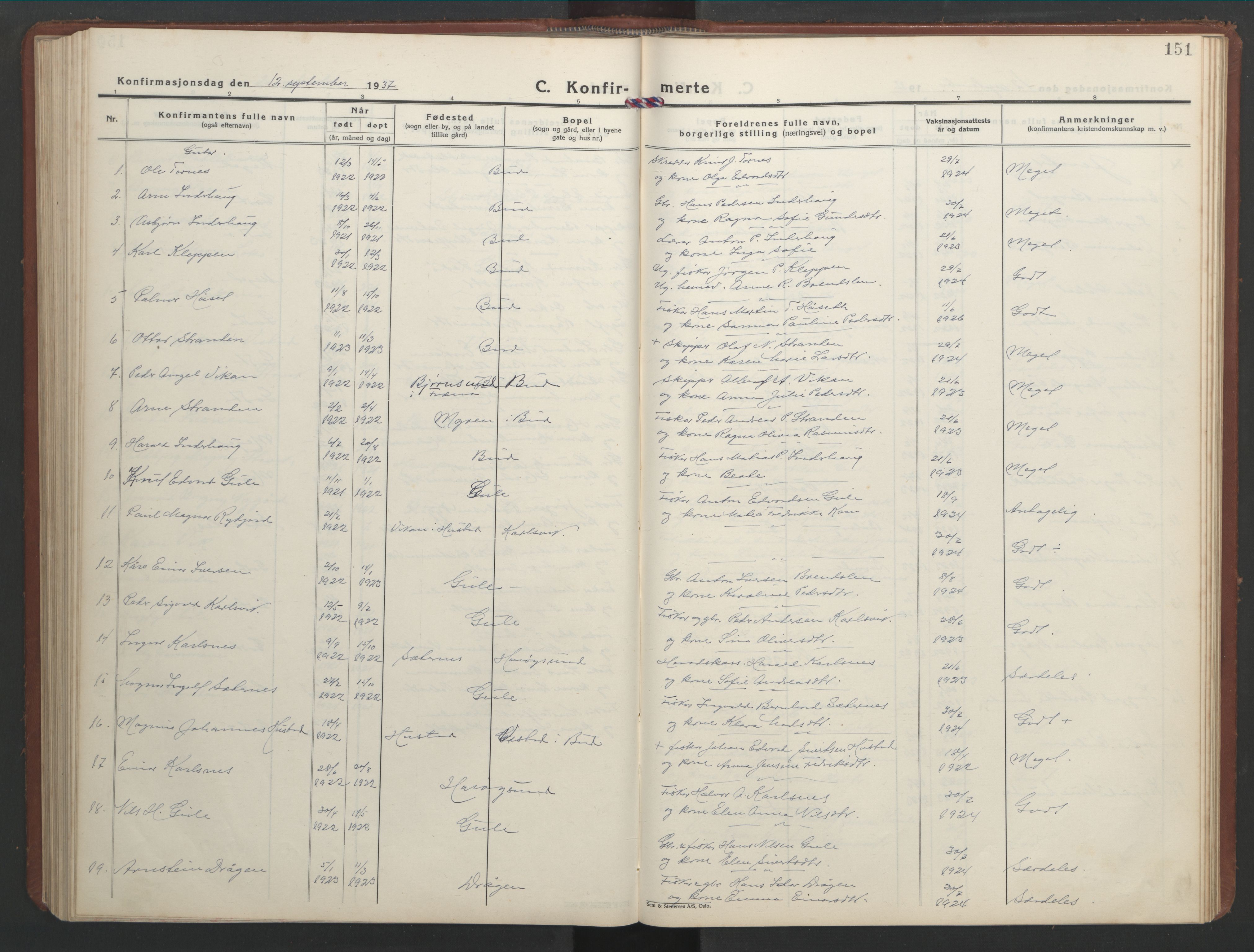 Ministerialprotokoller, klokkerbøker og fødselsregistre - Møre og Romsdal, AV/SAT-A-1454/566/L0775: Parish register (copy) no. 566C04, 1930-1946, p. 151