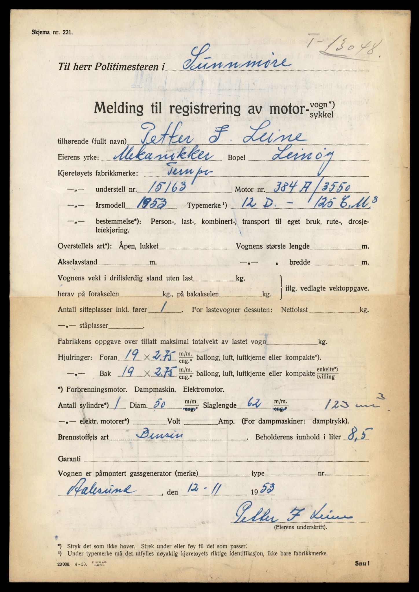 Møre og Romsdal vegkontor - Ålesund trafikkstasjon, AV/SAT-A-4099/F/Fe/L0037: Registreringskort for kjøretøy T 13031 - T 13179, 1927-1998, p. 415