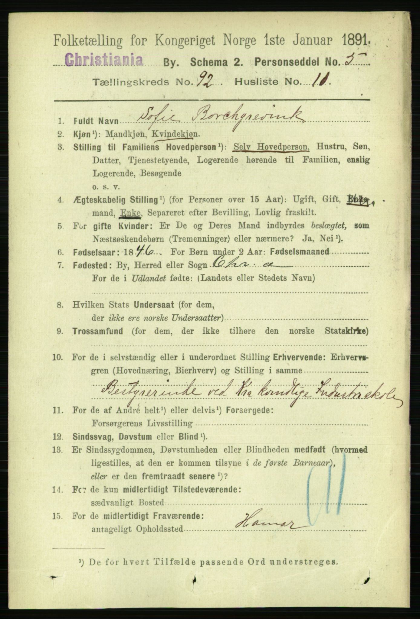 RA, 1891 census for 0301 Kristiania, 1891, p. 45415