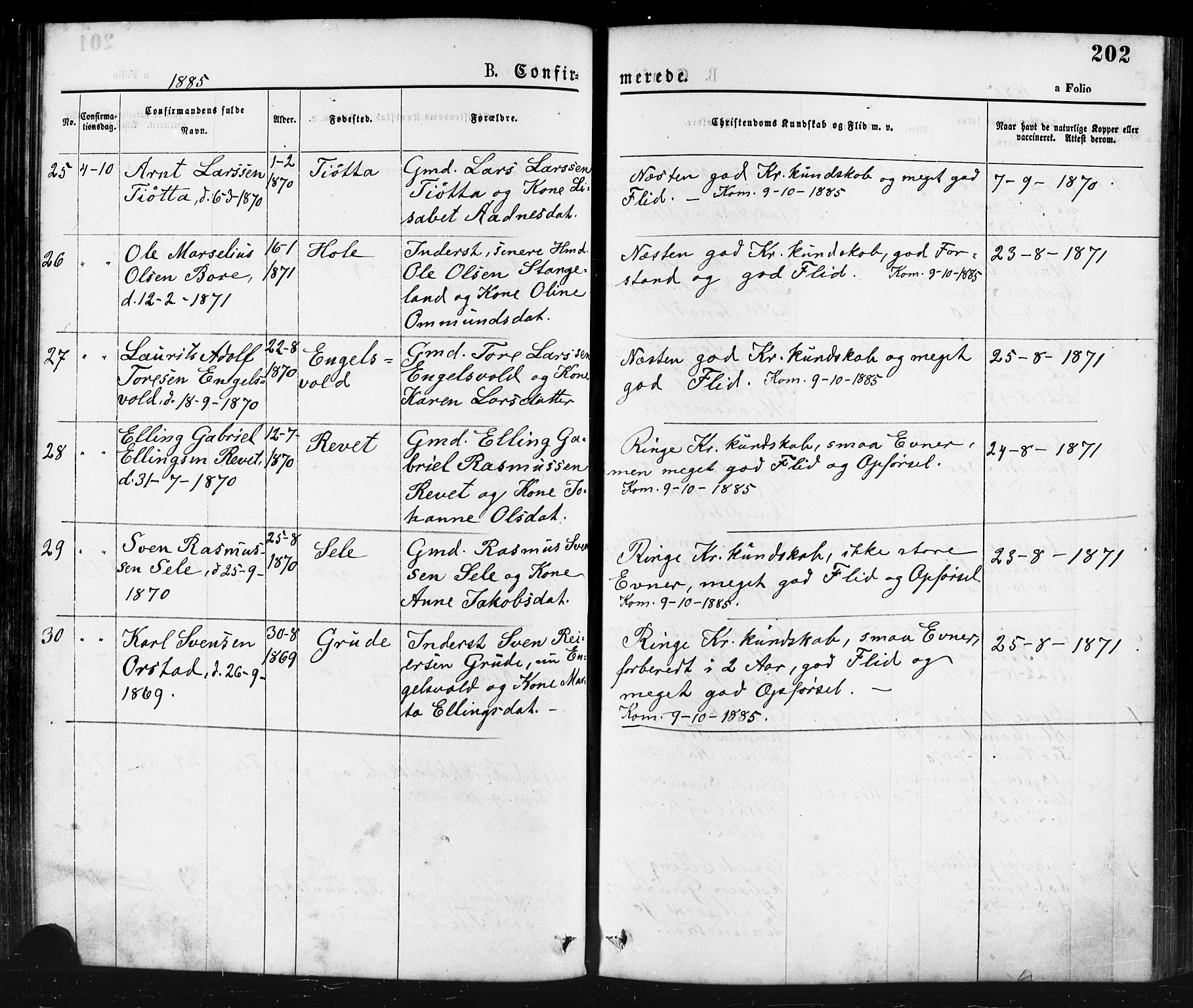 Klepp sokneprestkontor, AV/SAST-A-101803/001/3/30BA/L0006: Parish register (official) no. A 6, 1871-1885, p. 202