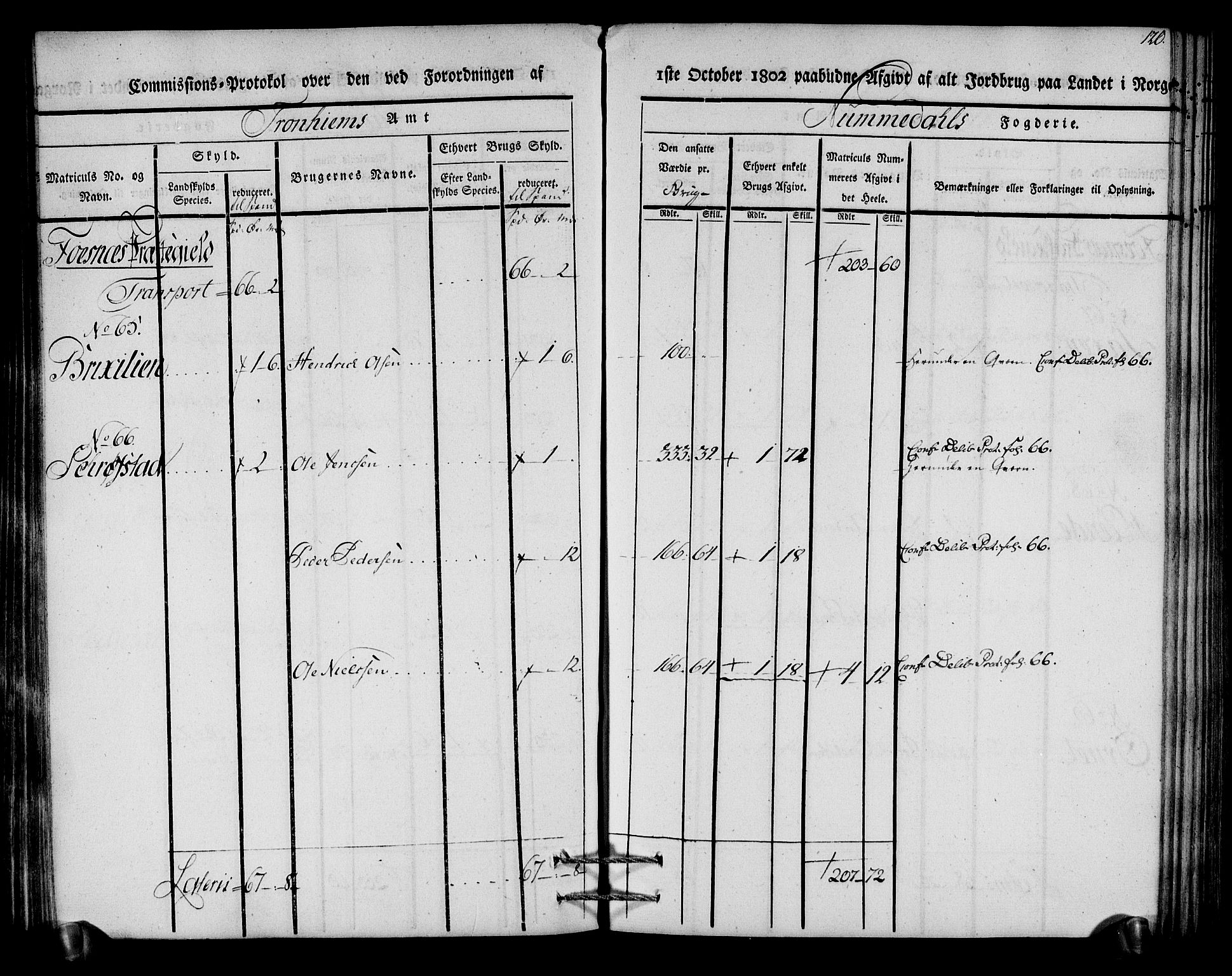 Rentekammeret inntil 1814, Realistisk ordnet avdeling, RA/EA-4070/N/Ne/Nea/L0154: Namdalen fogderi. Kommisjonsprotokoll, 1803, p. 121