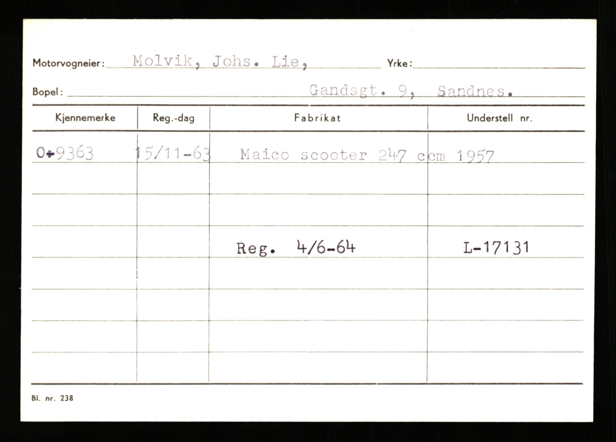 Stavanger trafikkstasjon, AV/SAST-A-101942/0/G/L0002: Registreringsnummer: 5791 - 10405, 1930-1971, p. 2405