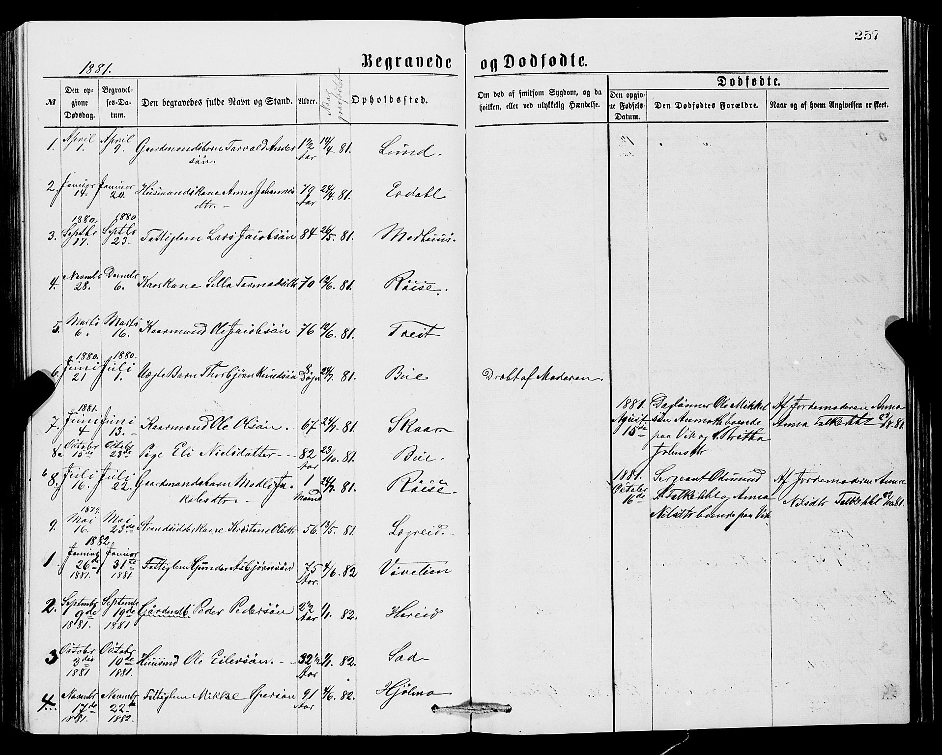 Ullensvang sokneprestembete, SAB/A-78701/H/Hab: Parish register (copy) no. C 2, 1871-1899, p. 257