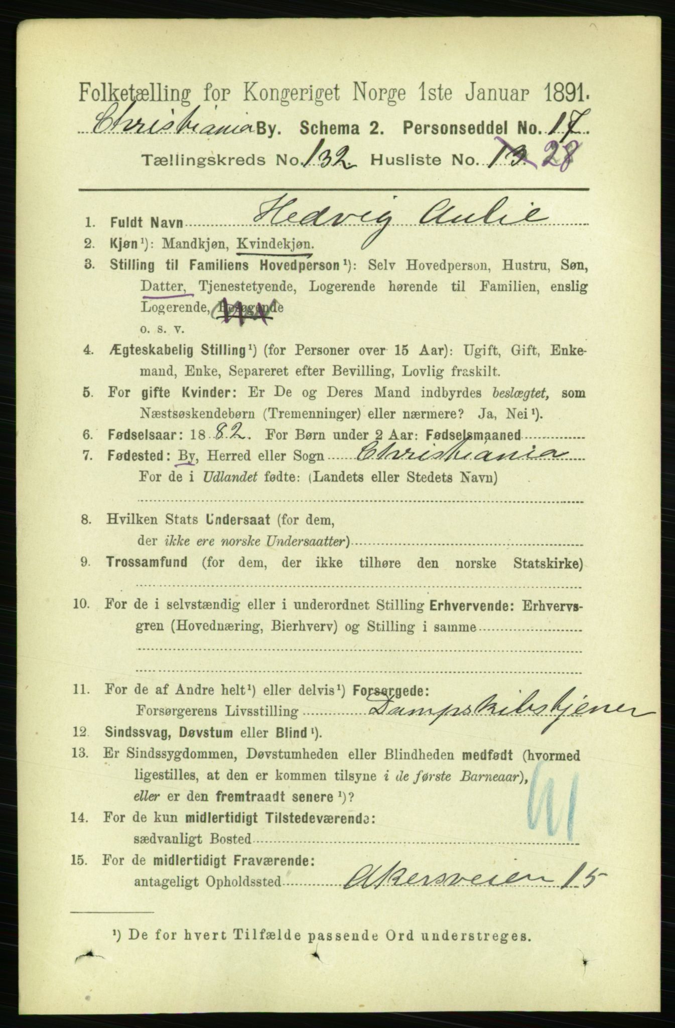 RA, 1891 census for 0301 Kristiania, 1891, p. 71794